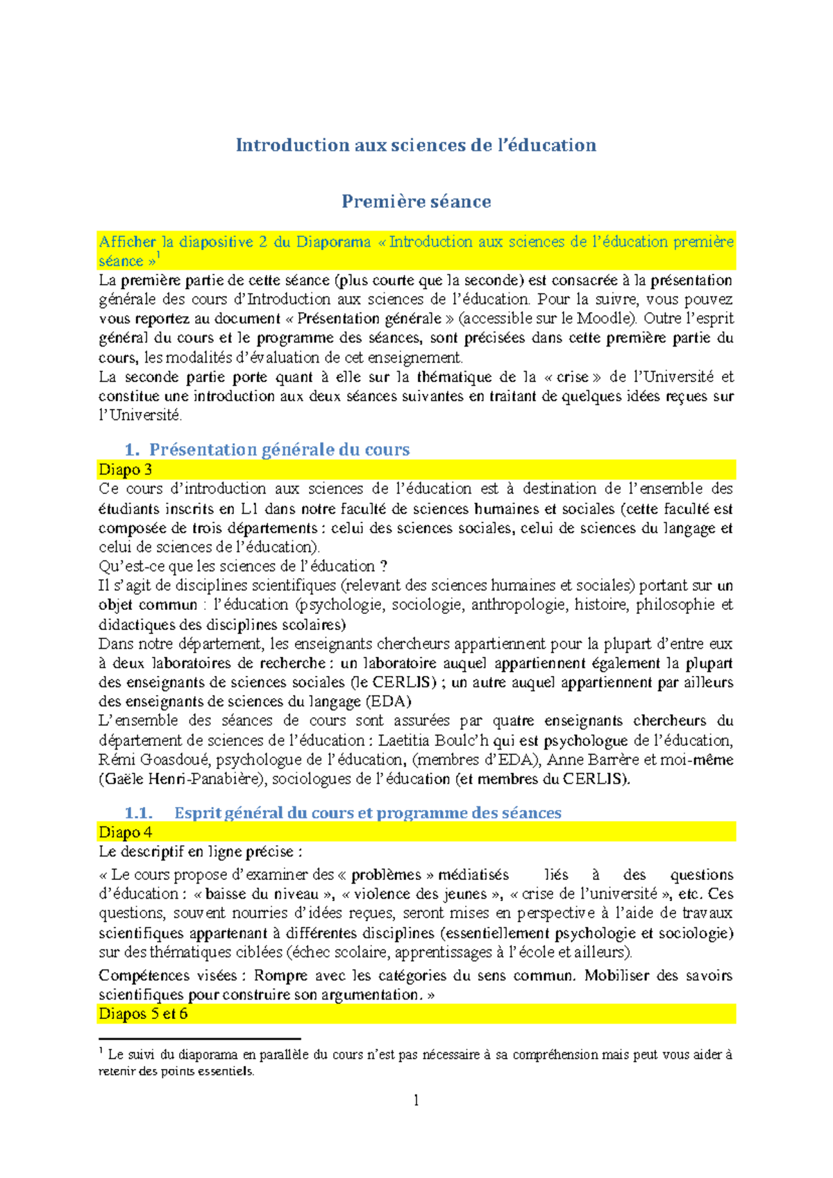 Introduction aux Sciences de l'Éducation - Cours 1 à Distance 2018 (G ...