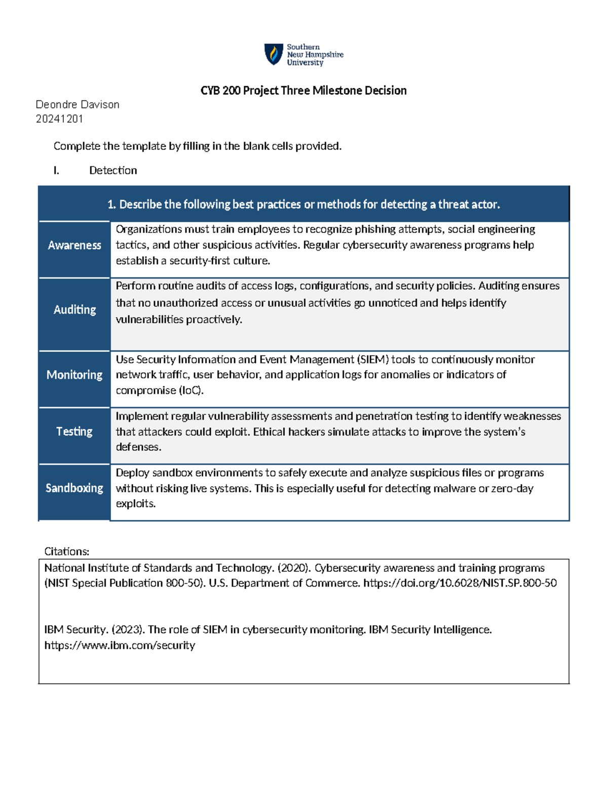 CYB 200 Project Three Milestone Deondre Davison CYB 200 Project Three