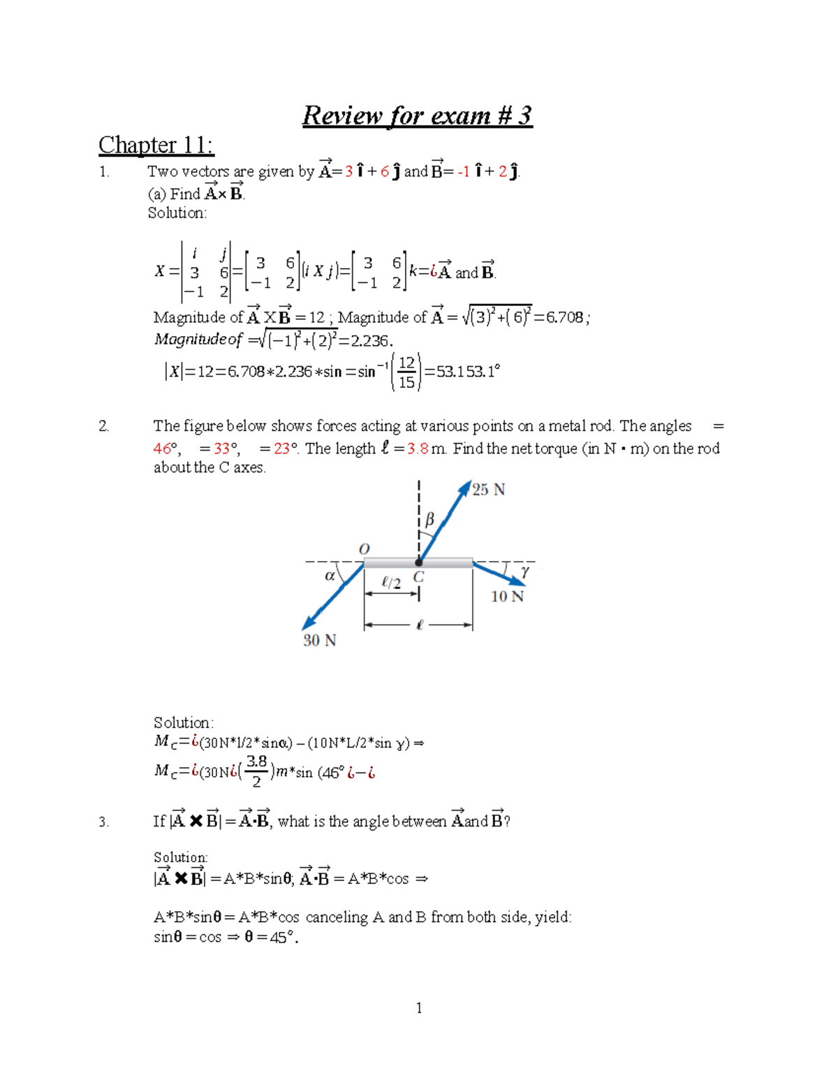 Review for Exam 3: Physics Concepts from Chapters 11 & 12 - Studocu