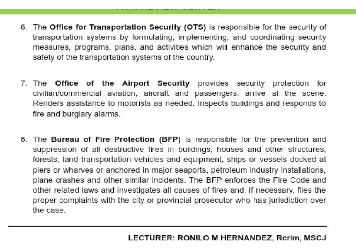 LEA 1 - LEA - 6. The Office for Transportation Security (OTS) is ...