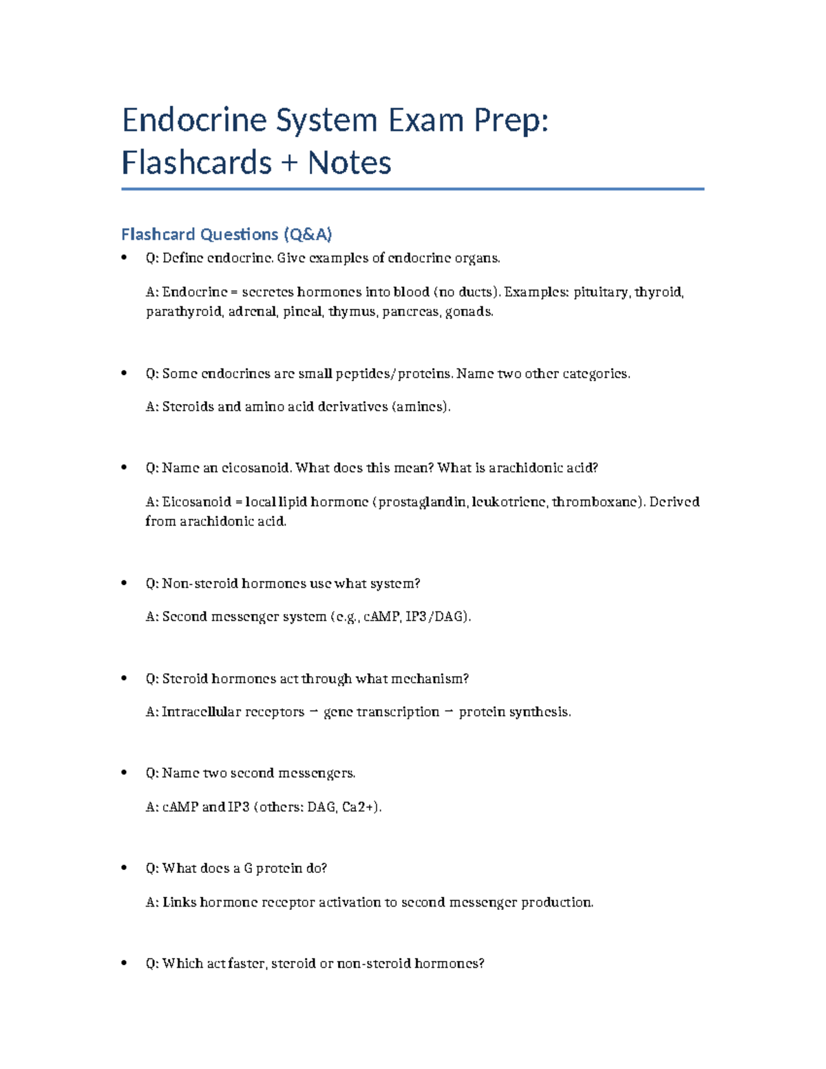 Picture of Endocrine System Exam Prep: Flashcards & Key Concepts (v2) - Studocu