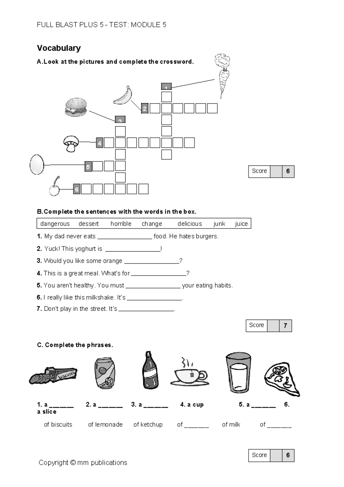 FULL BLAST PLUS 5 TEST: MODULE 5 Vocabulary & Communication Activities ...