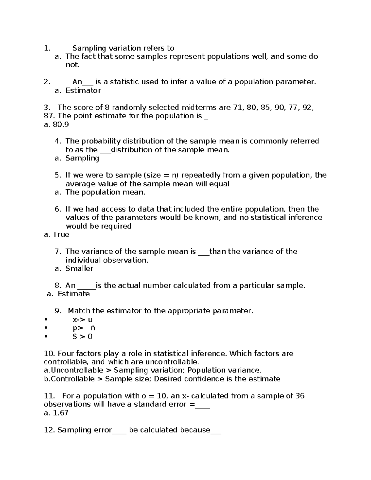 Smartbook Assignment 8: Understanding Sampling Variation and Estimators ...
