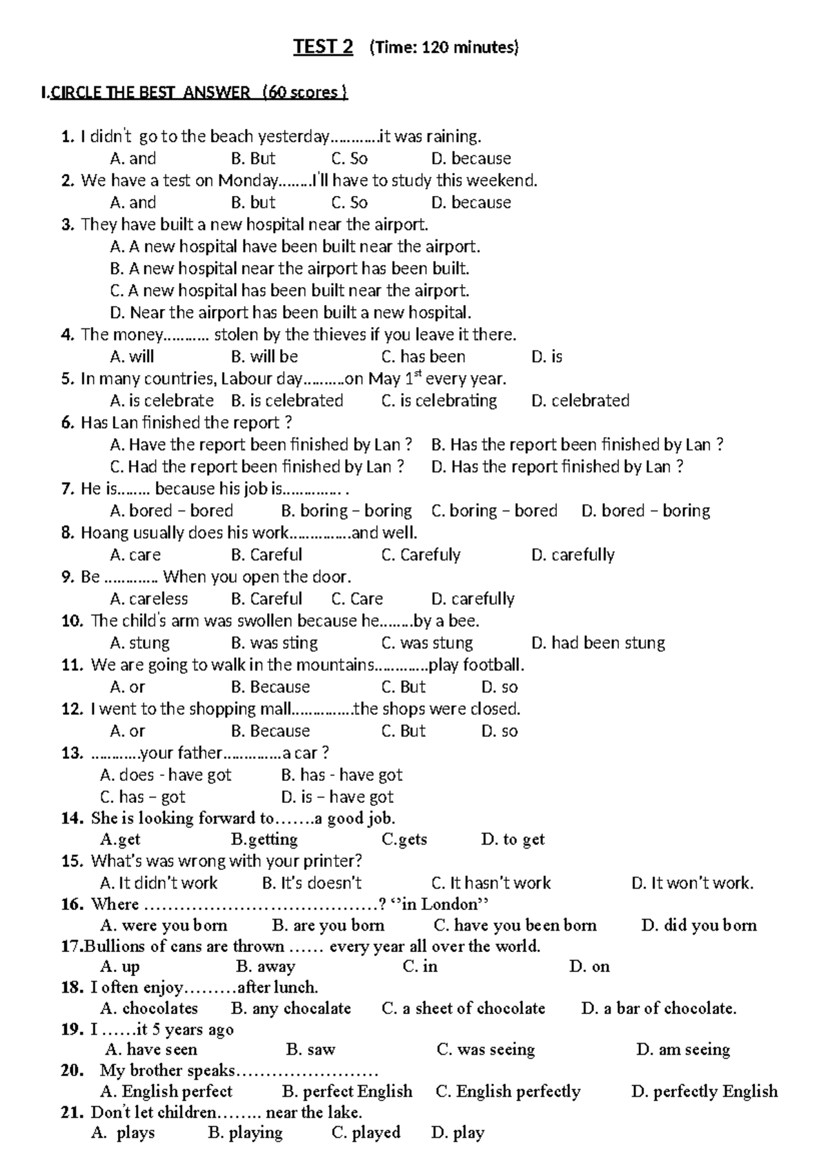 TEST 2 - Simple Test Questions and Answers - Studocu