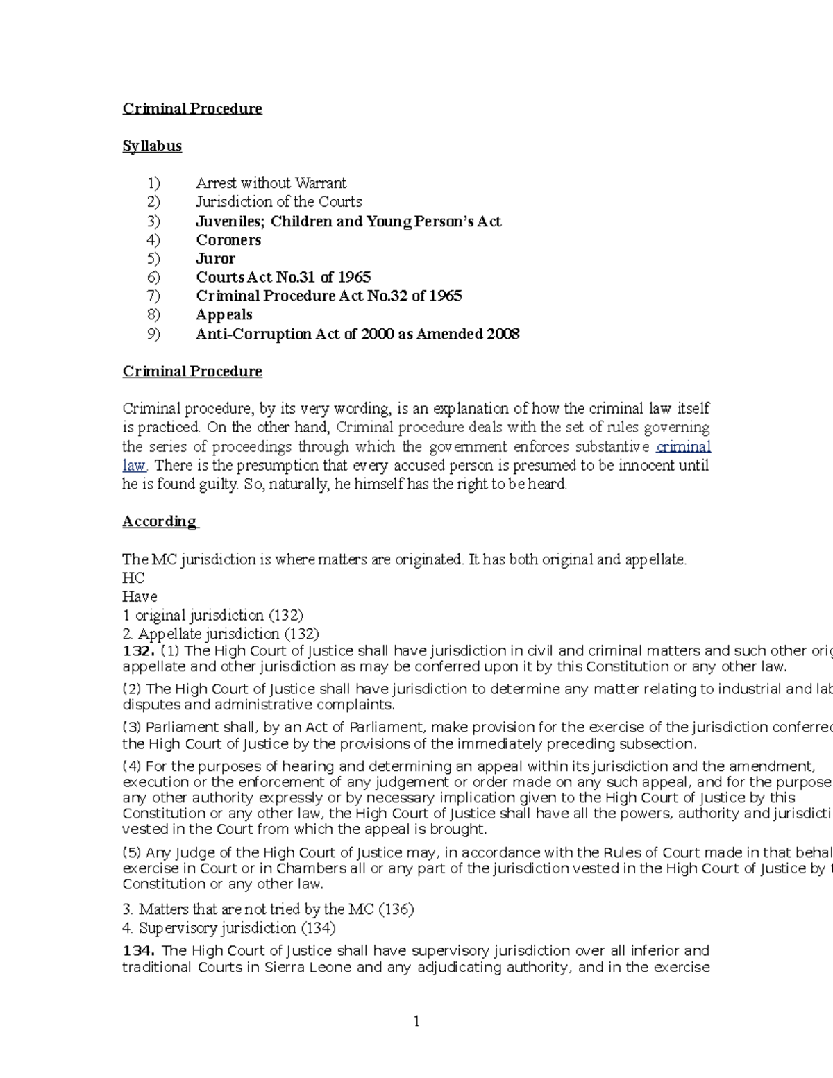 Criminal Procedure L S Final Exam Study Guide and Notes - Studocu