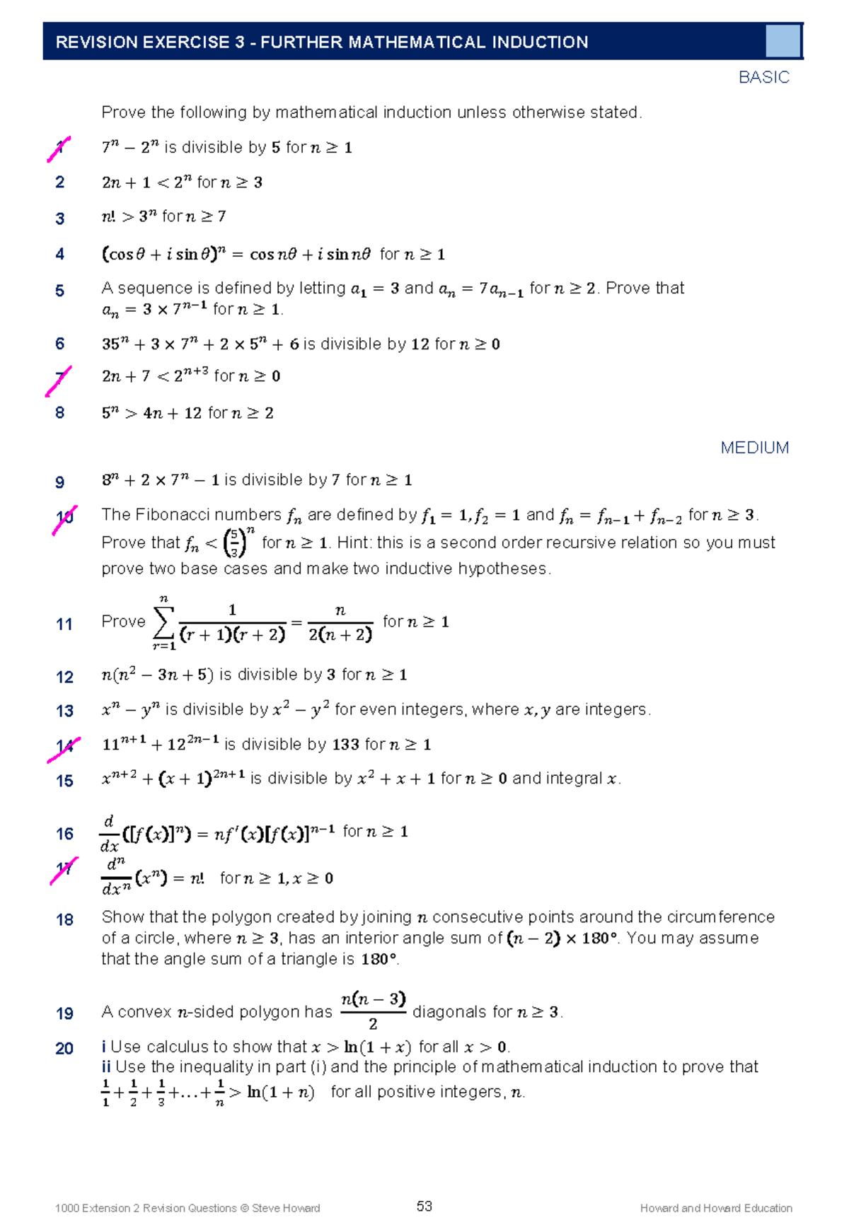 Induction Question Bank: Revision Exercise 3 Solutions - Studocu