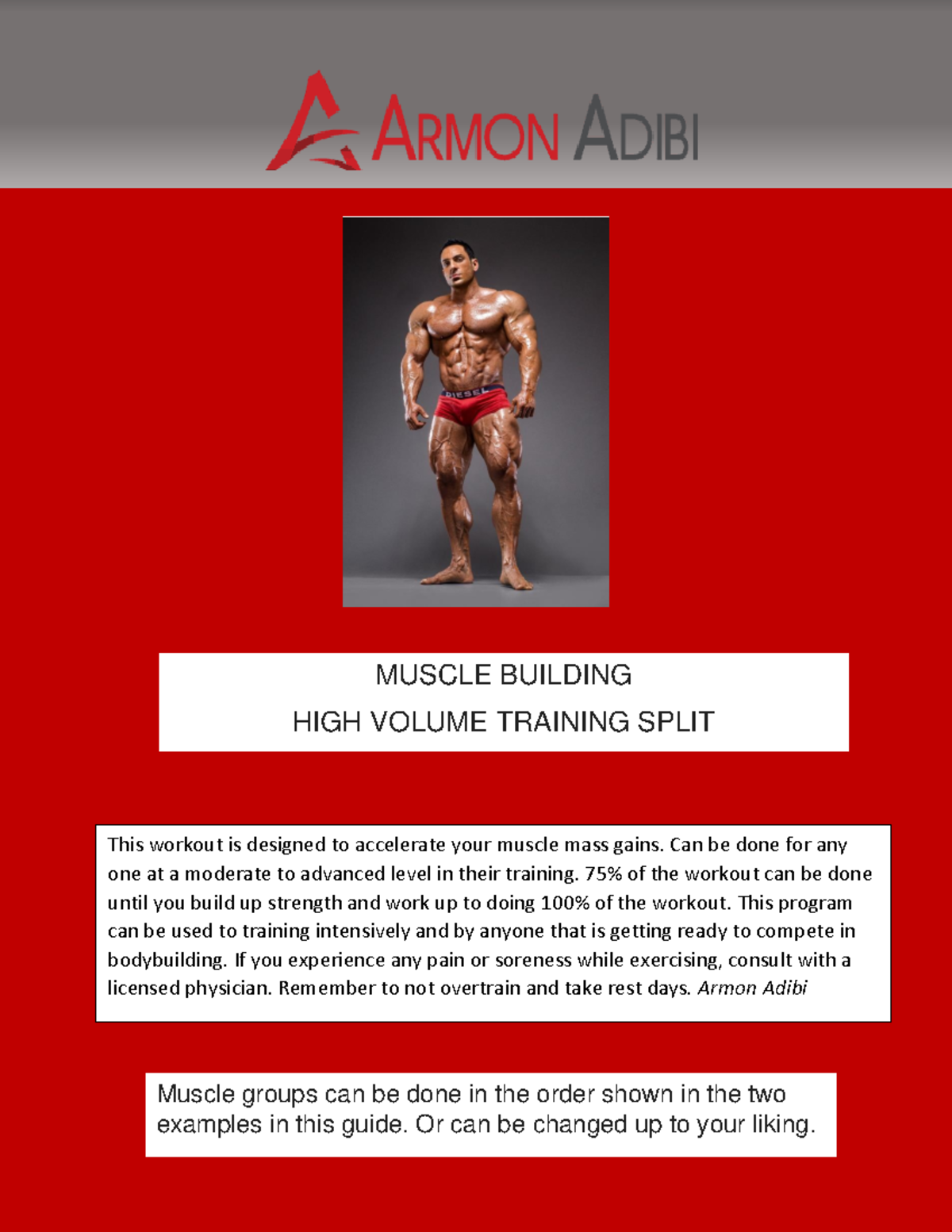 High Volume Training Splitby Armon Adibi - MUSCLE BUILDING HIGH VOLUME ...