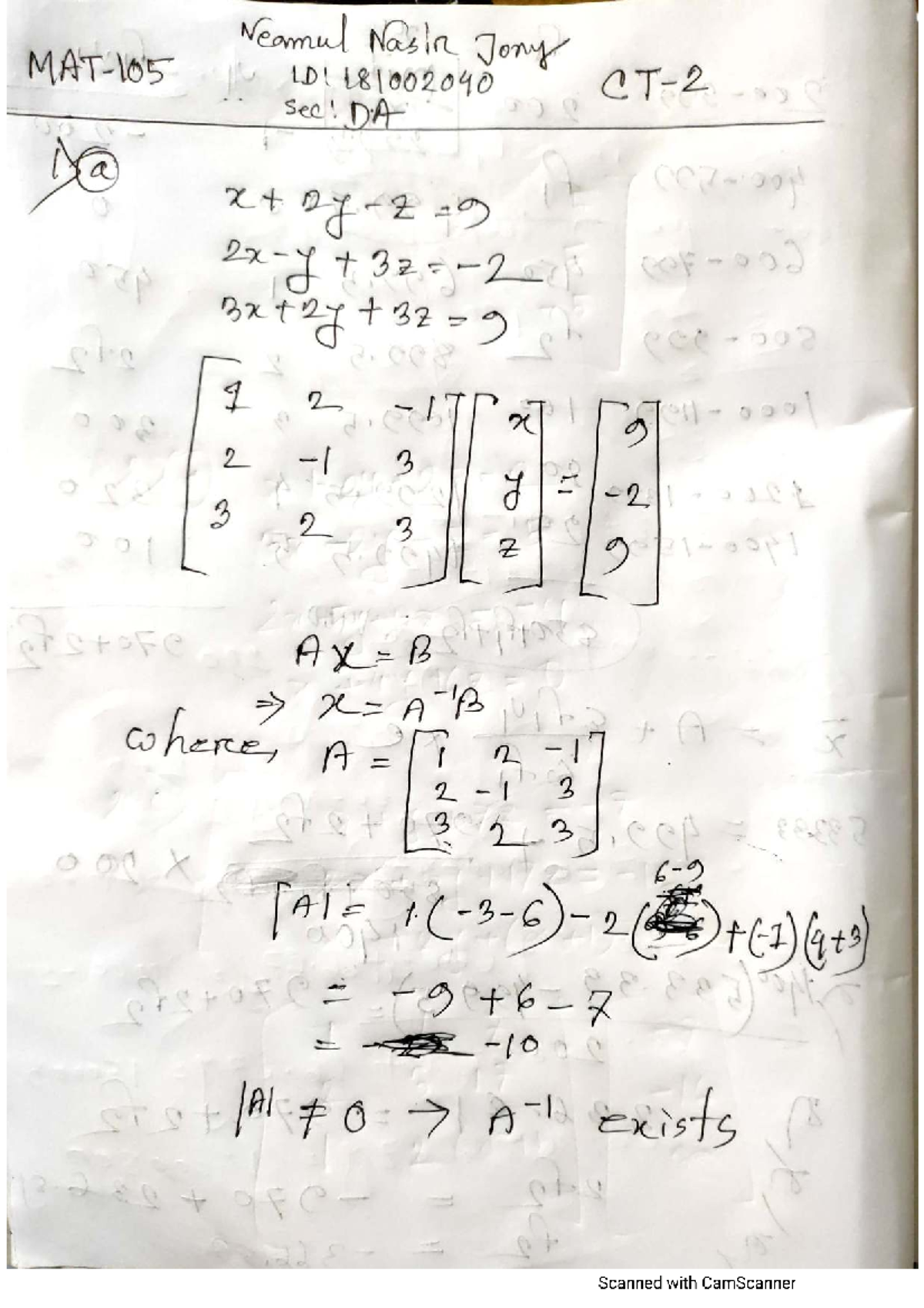 181002040 CT2 - Linear Equations and Solutions Analysis - Studocu