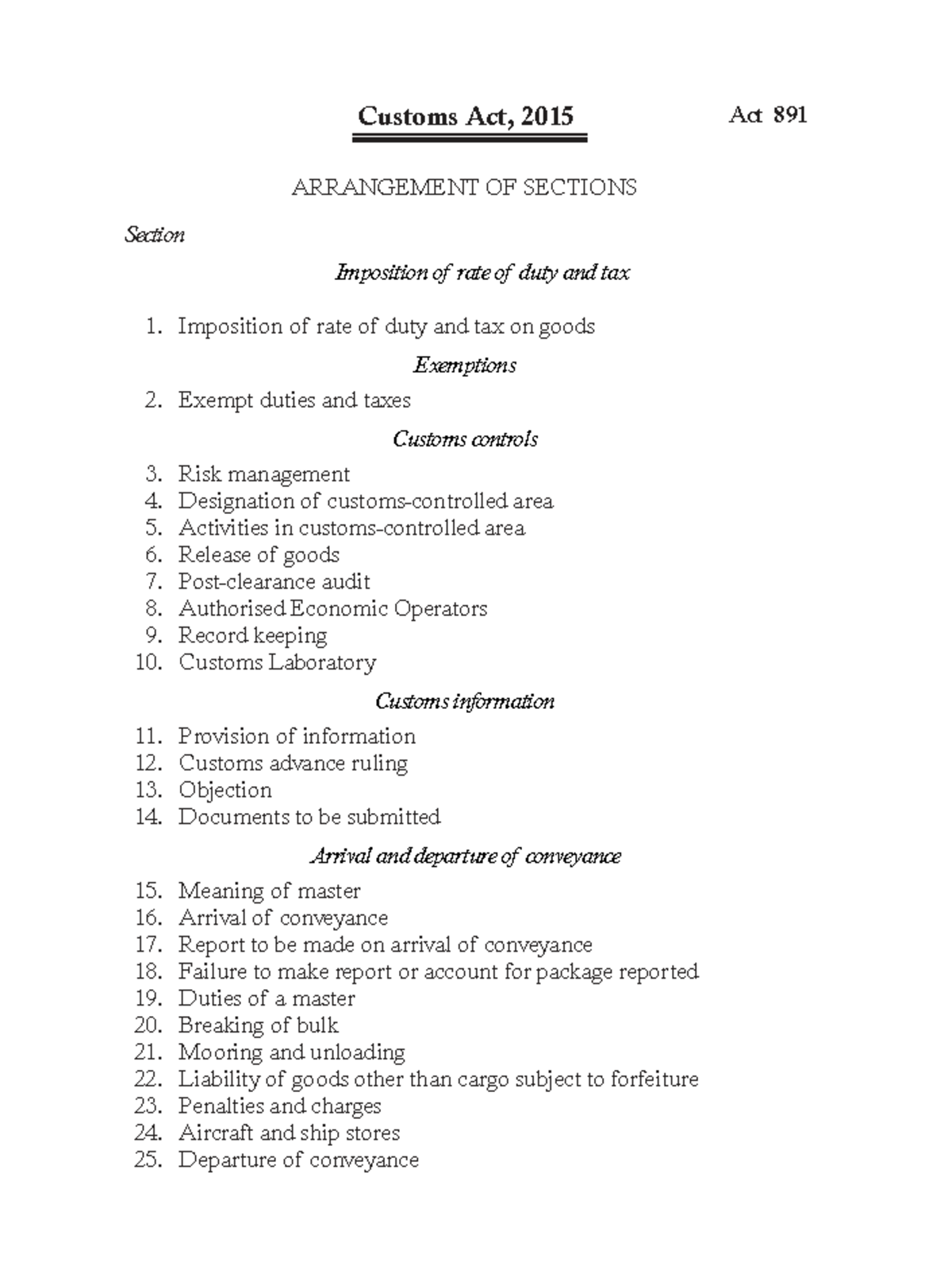 Customs Act, 2015: Comprehensive Overview of Duties and Regulations ...