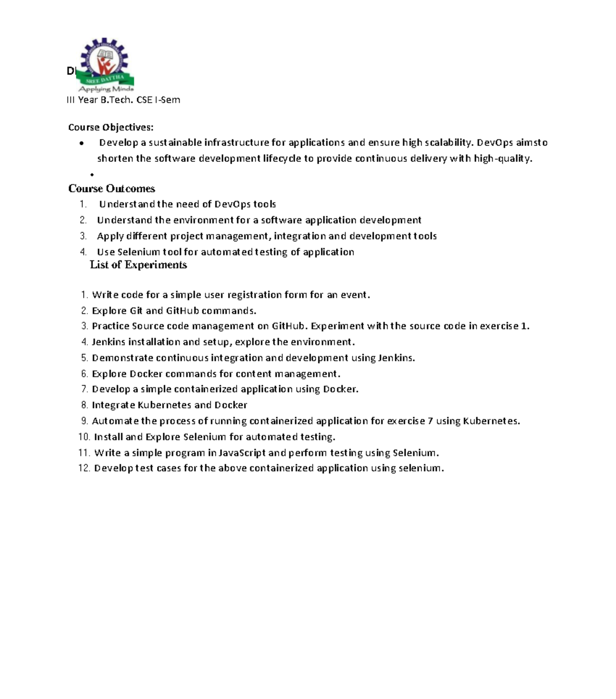 Devops-LAB EXP - Devops lab manual - DEVOPS LAB III Year B. CSE I-Sem ...