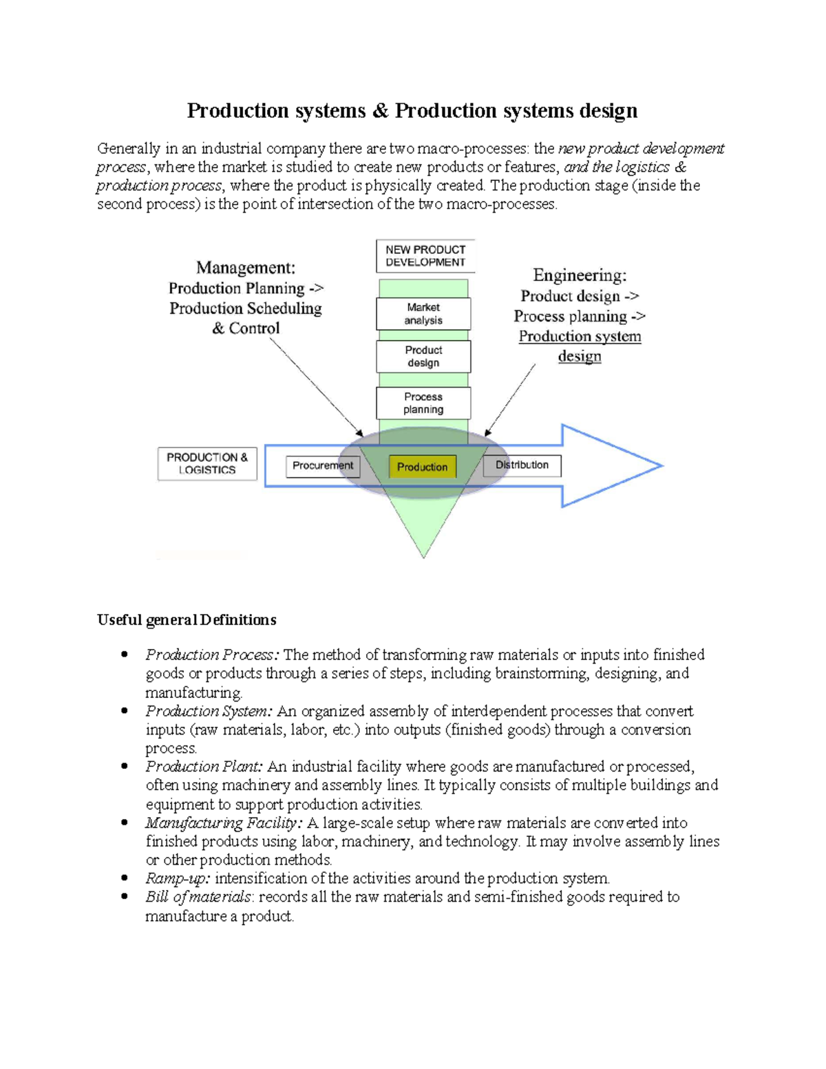 Production Systems Design: Key Concepts and Methodologies - Studocu