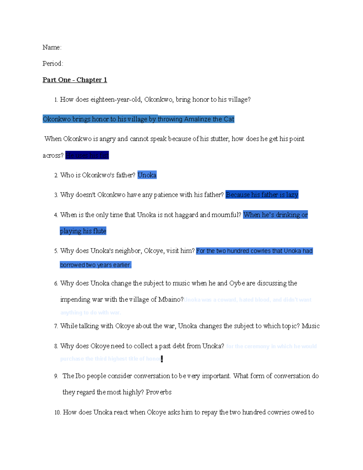 TFA+Chapters+1+and+2-1 - Name: Period: Part One - Chapter 1 1. How does ...