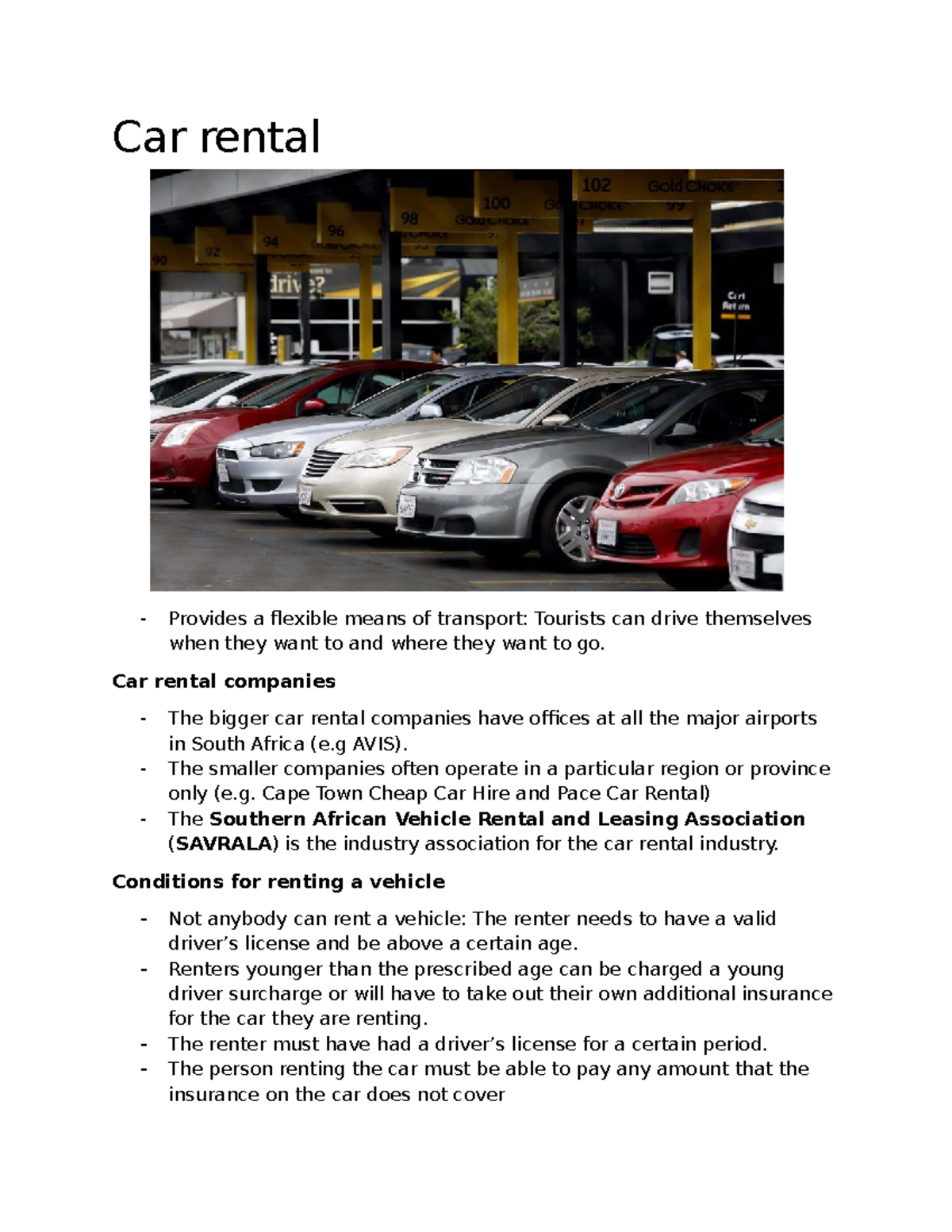 Car Rental Guide: Key Info & Costs for Tourists - Studocu