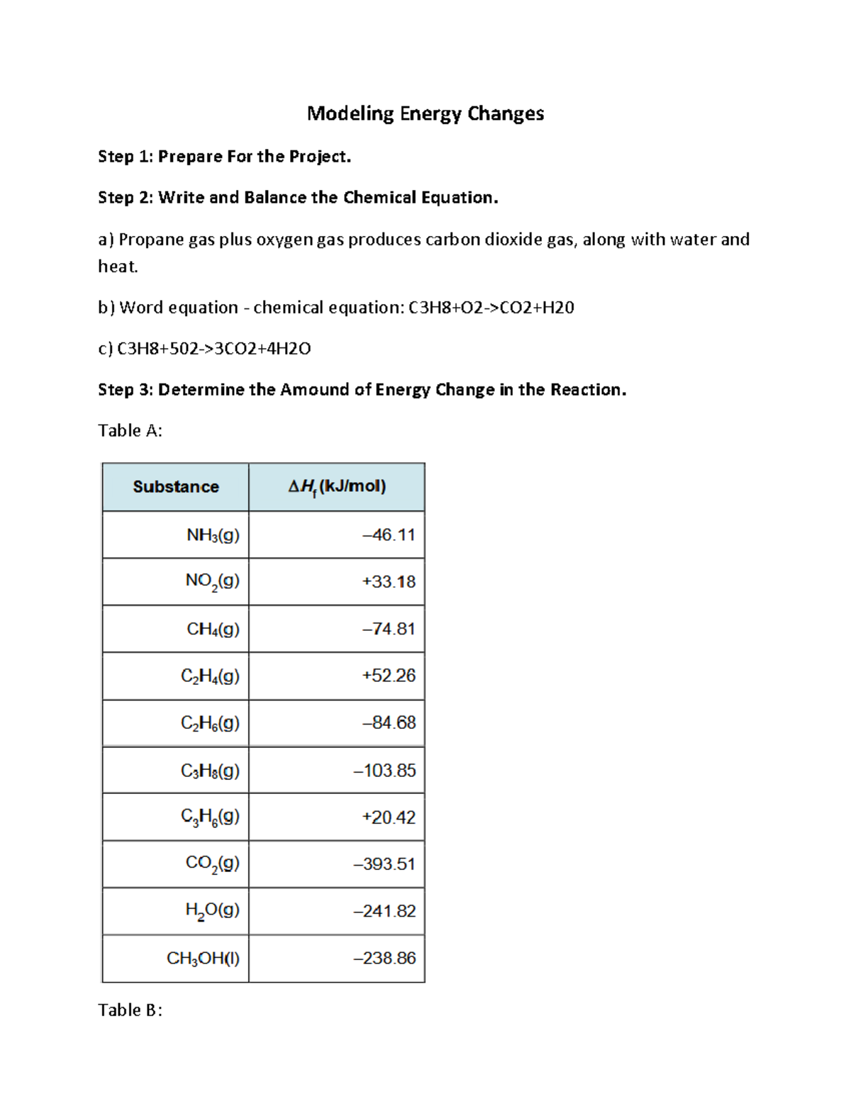 Modelingenergychanges - Modeling Energy Changes Step 1: Prepare For the ...