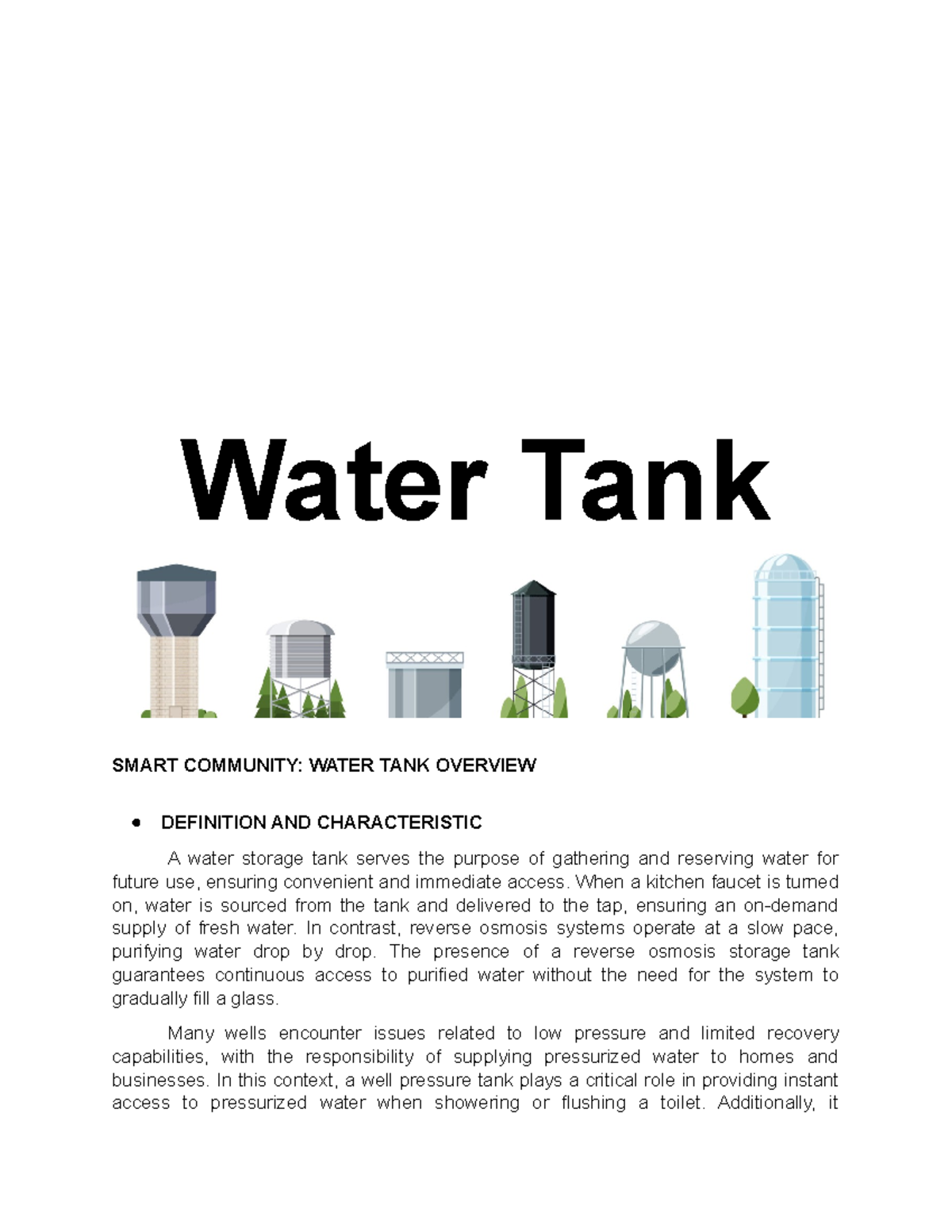 Water Tank - Water Tank SMART COMMUNITY: WATER TANK OVERVIEW DEFINITION ...