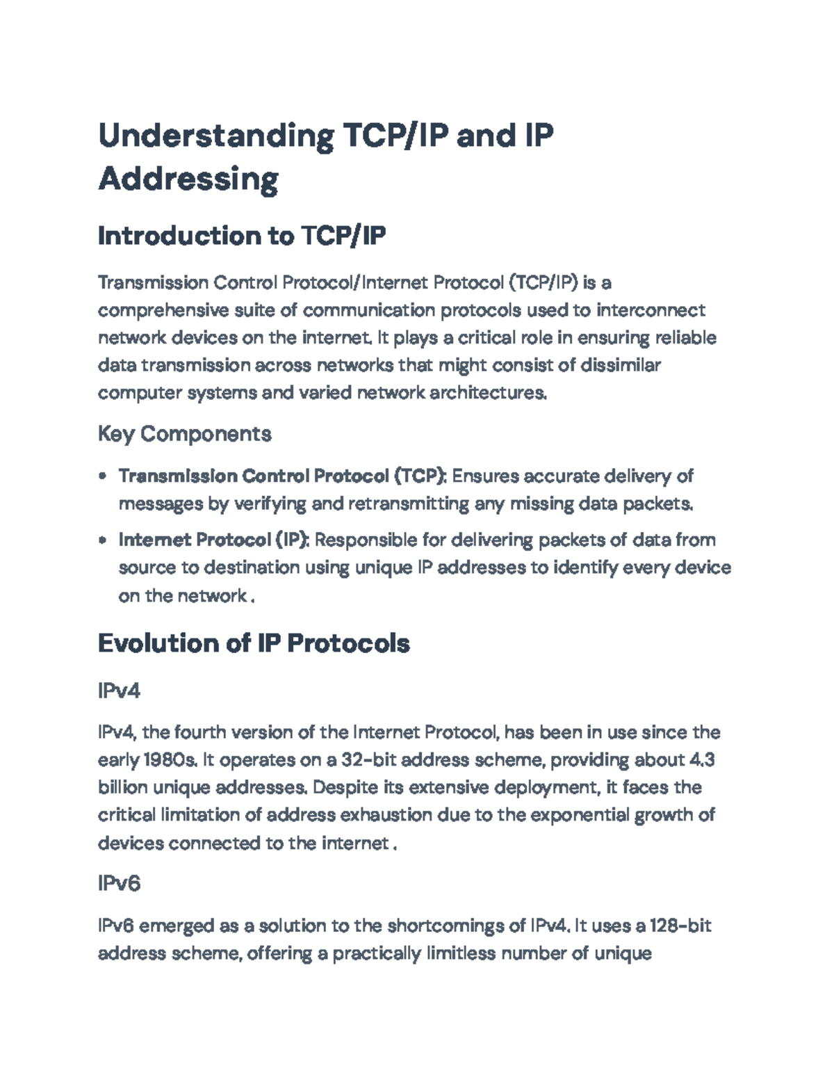 Understanding TCP/IP, IP Addressing, and Protocol Evolution ...