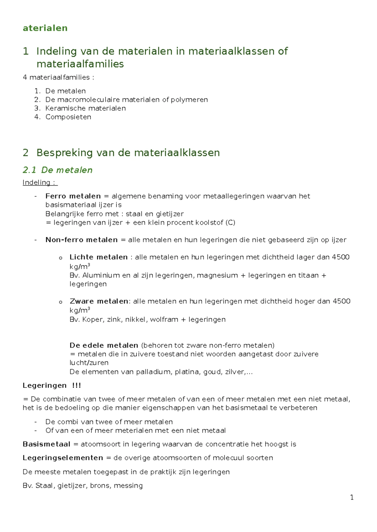 Materialen - ... - Materialen 1. Metalen Ferro metalen= Metaal ...