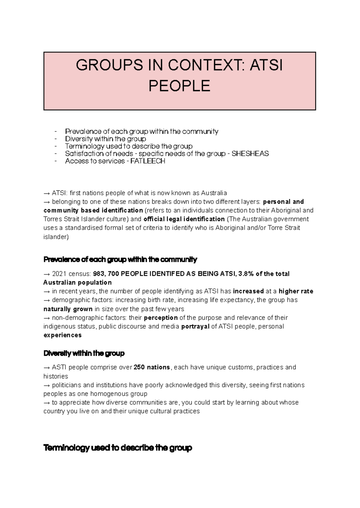 Groups in Context: ATSI People's Prevalence, Diversity, and Needs ...