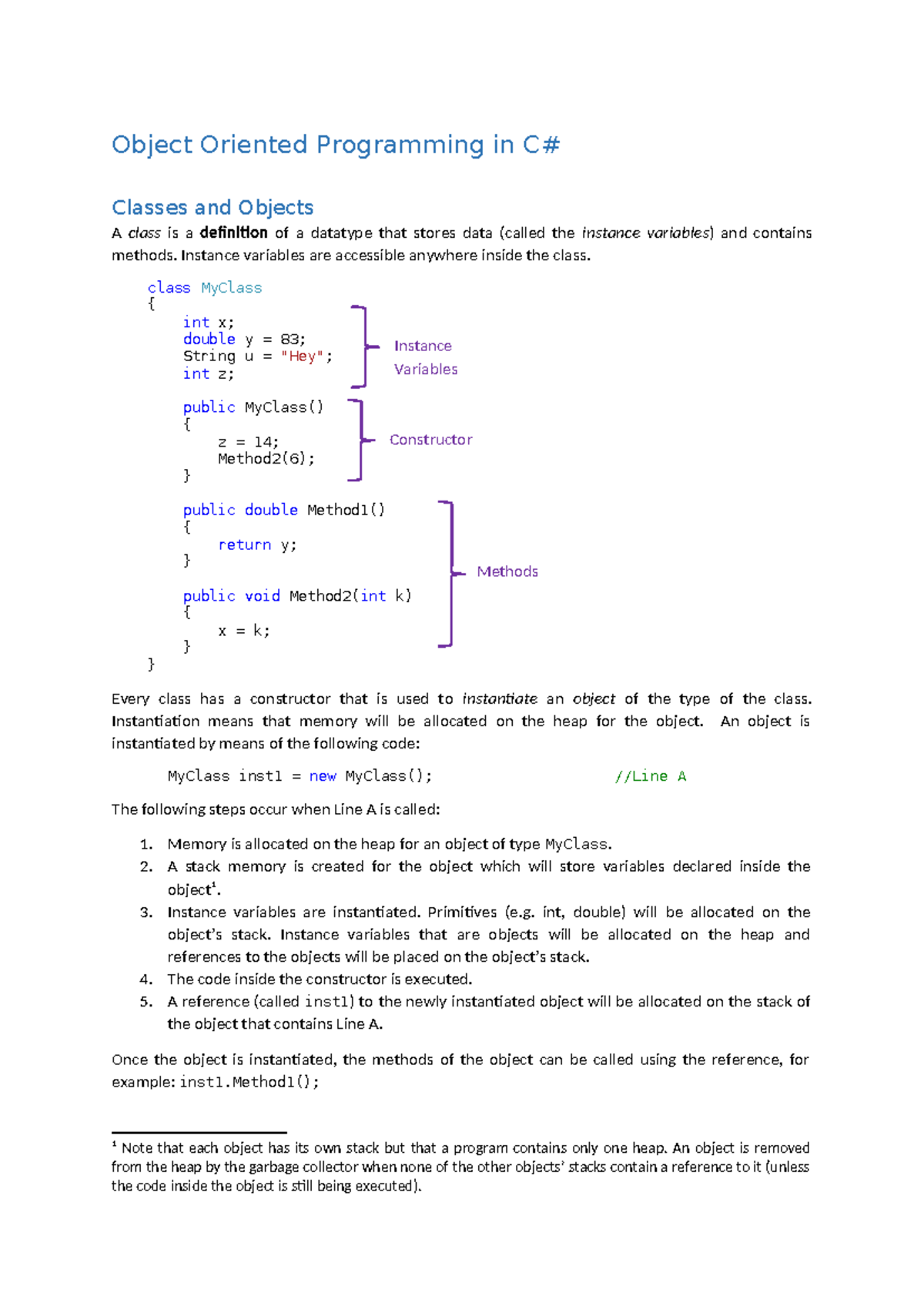 C# OOP Concepts: Classes, Inheritance, and Encapsulation Notes - Studocu