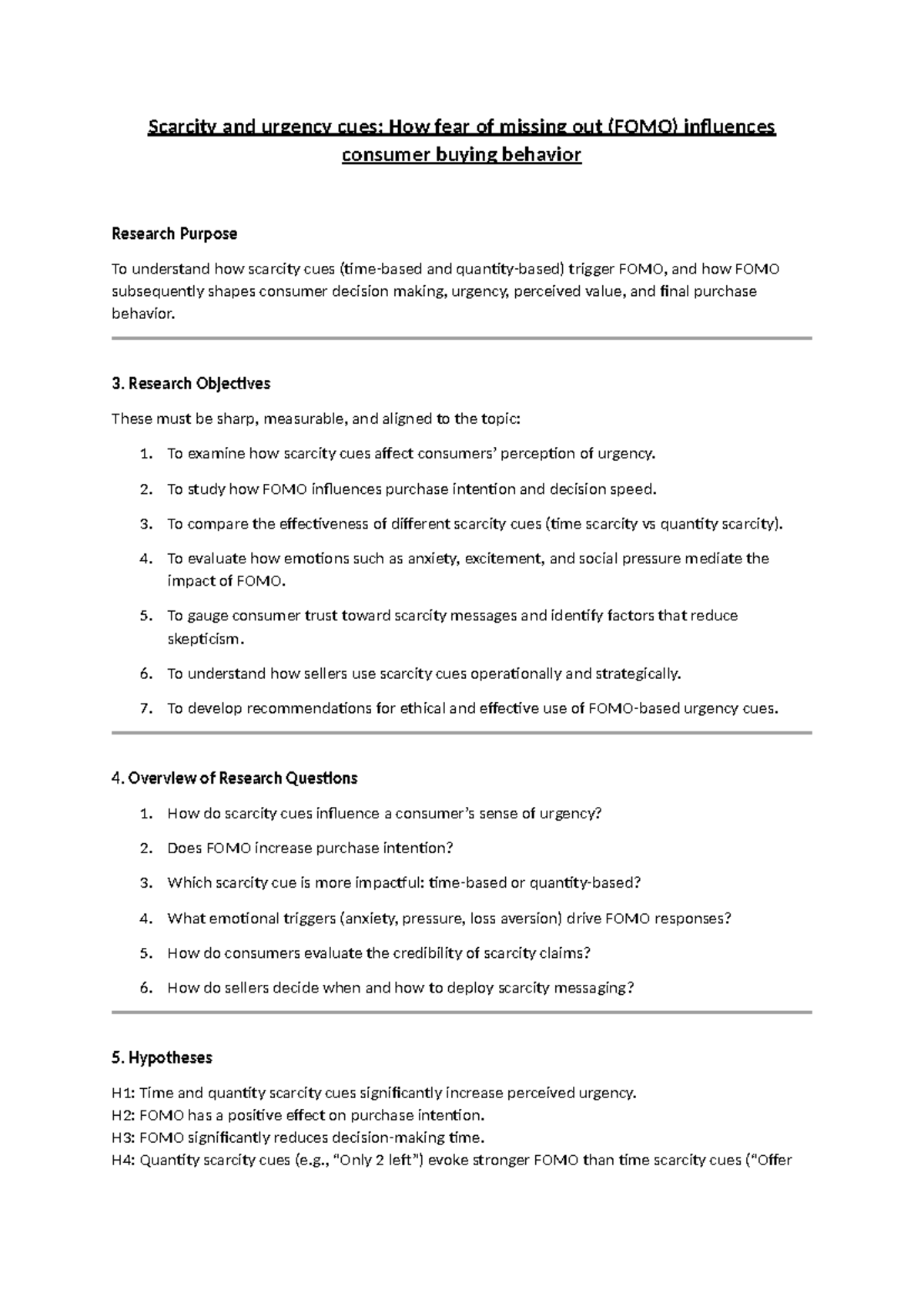 Visual Reference: Mm Group 8 Project Plan Analyzing Fomo And Scarcity Cues