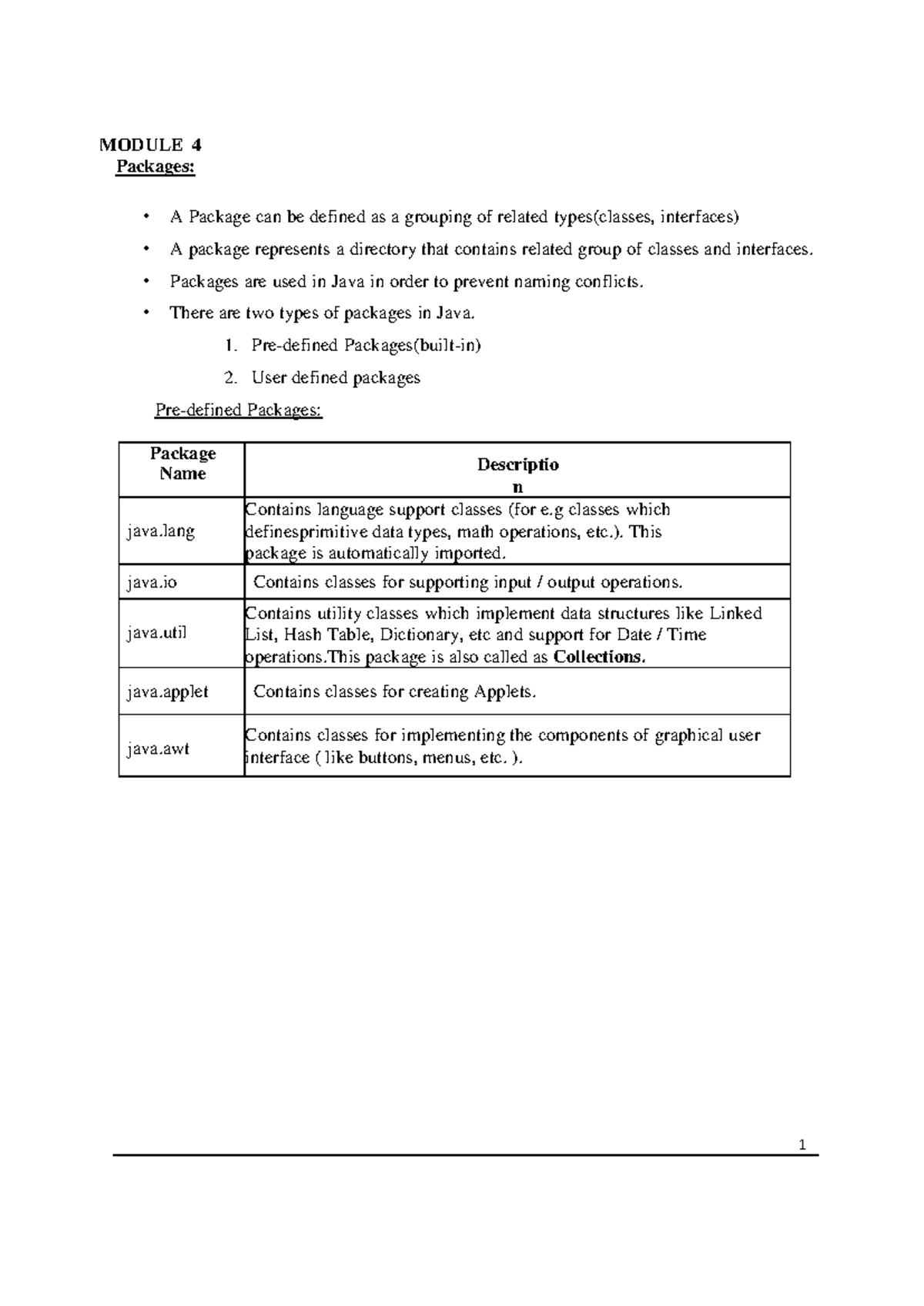 Module 4: Understanding Java Packages and Exception Handling - Studocu