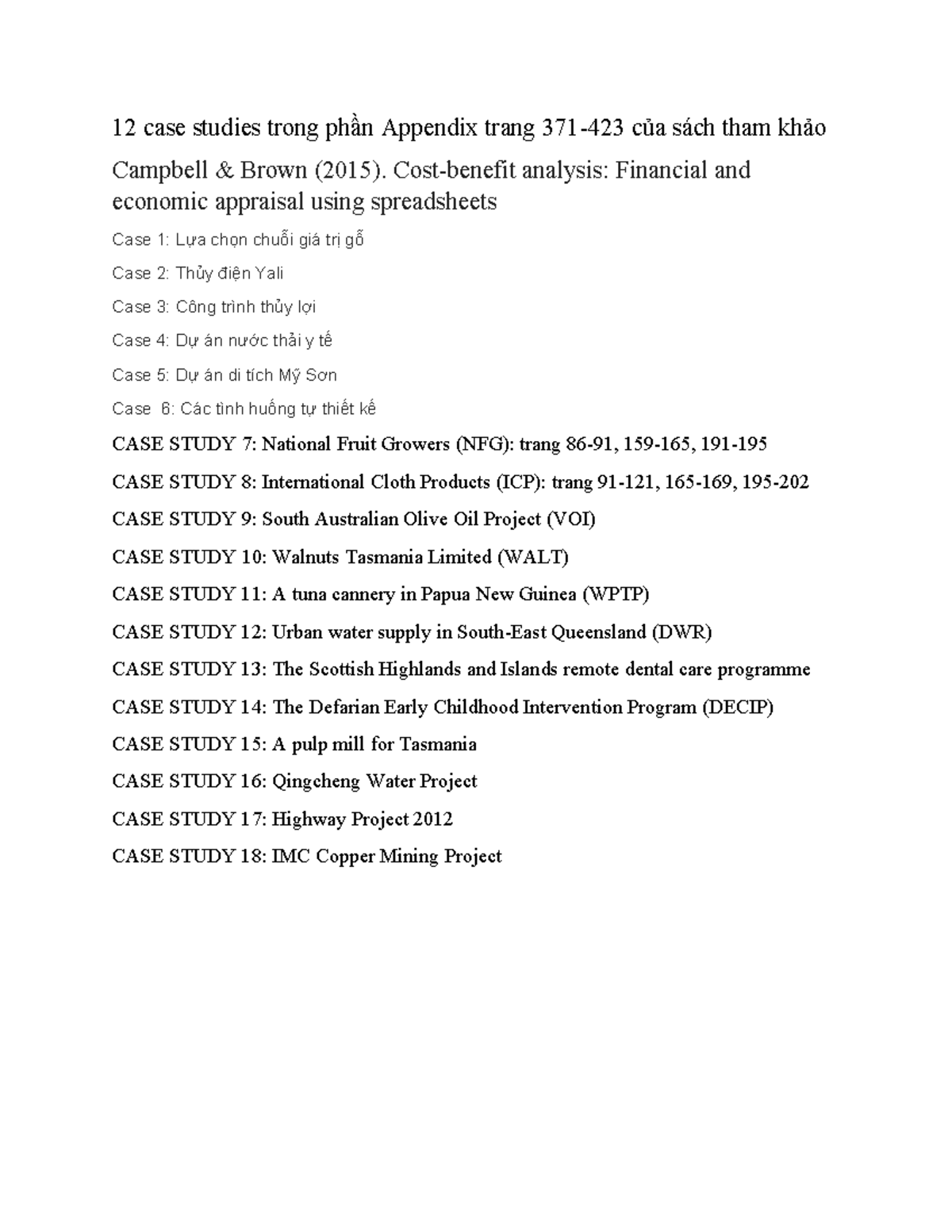 12 Case Studies in Appendix: Investment Appraisal Insights - Studocu