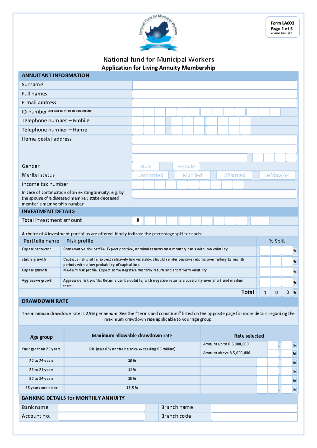 NFMW - LA001 - Application for Living Annuity Membership - V1.0 - 2011 ...