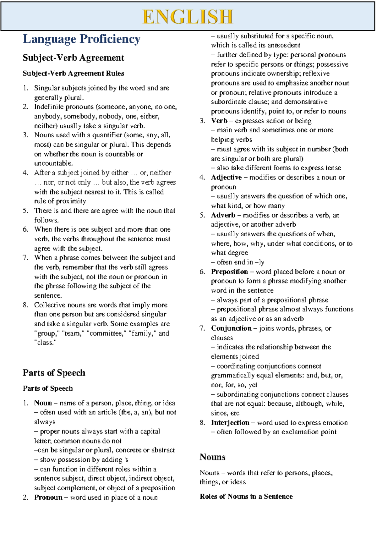 English Language Proficiency Agreement Rules and Guidelines - Studocu