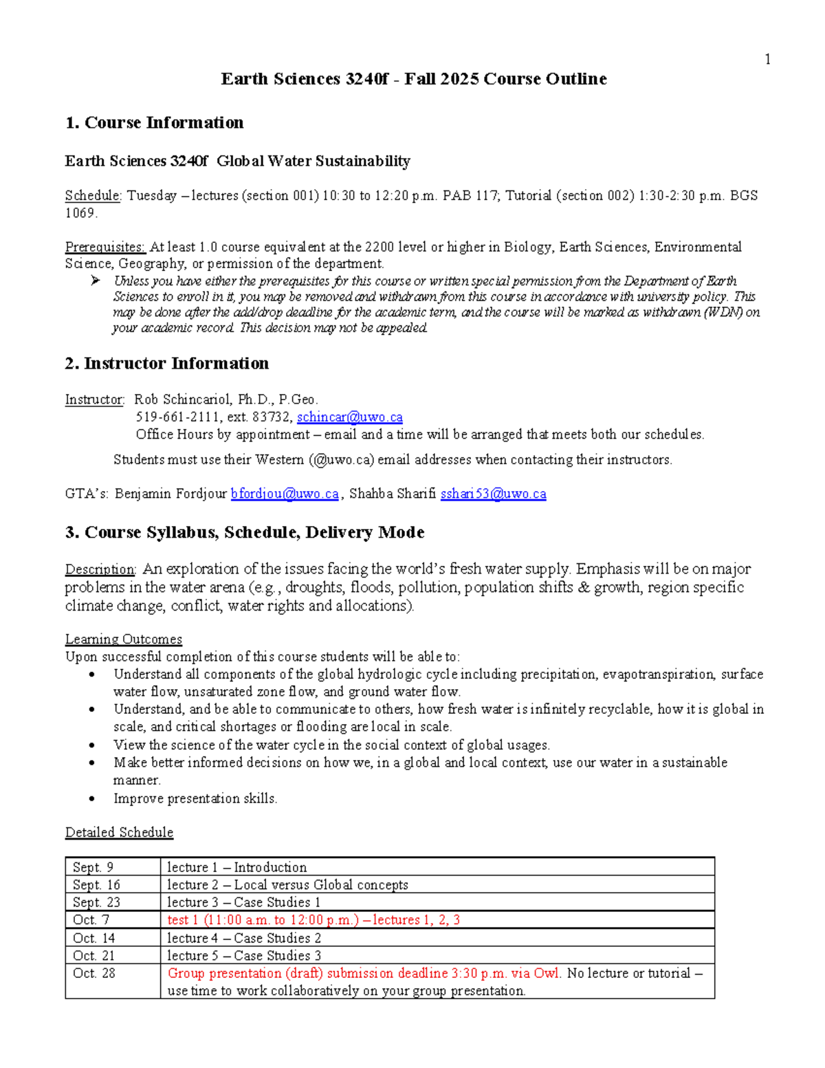 Earth Sciences 3240F Fall 2025 Course Outline & Syllabus - Studocu