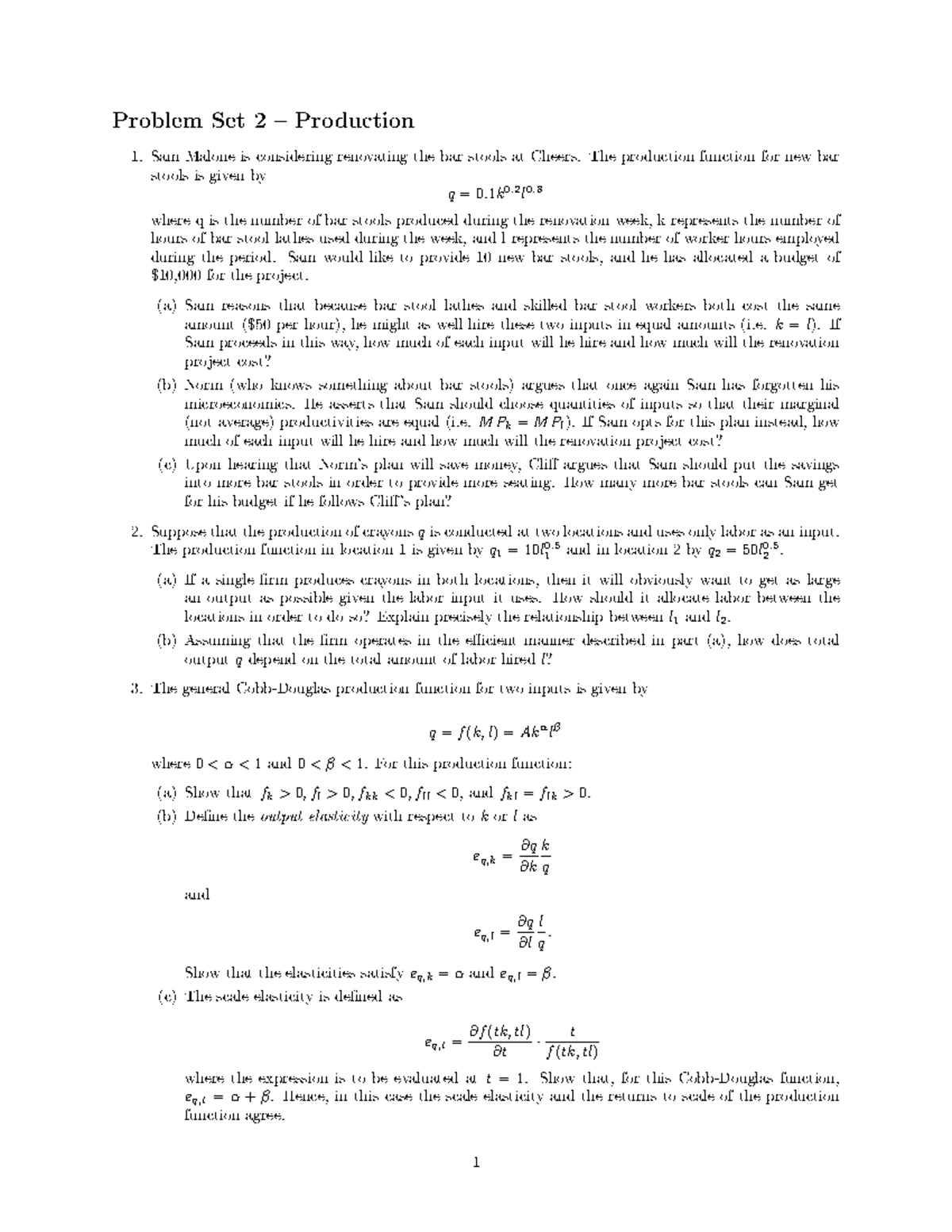 PS2 - Production Function Analysis and Input Allocation - Studocu