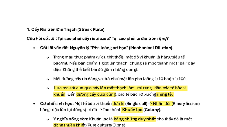 Cấy Ria, Chuyền và Đâm Sâu trên Thạch - TNVS 18-11 LT 111 - Studocu