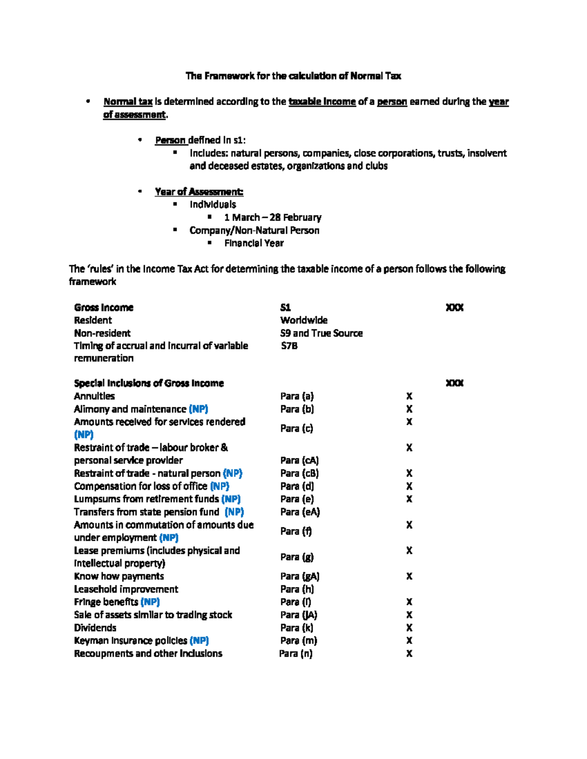 The Framework for Normal Tax Calculation (Tax 101) - Studocu