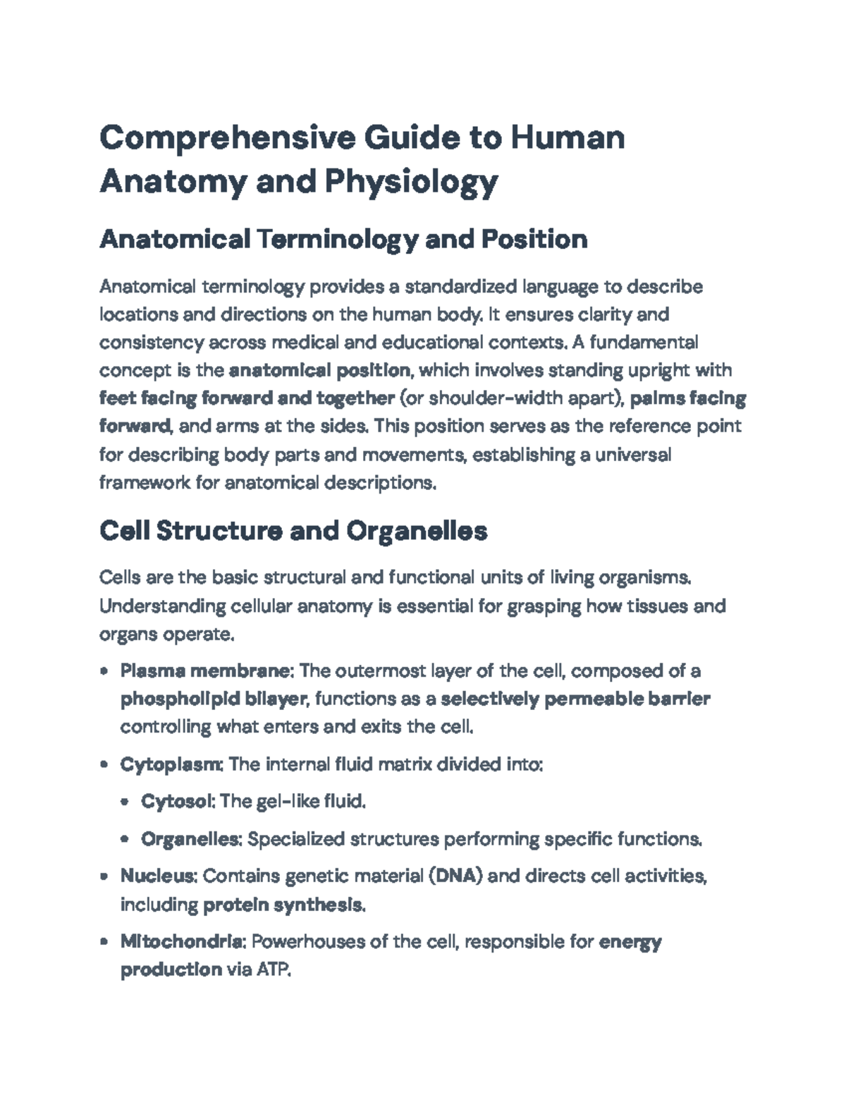 Comprehensive Guide to Human Anatomy & Physiology (ANAT 101) - Studocu