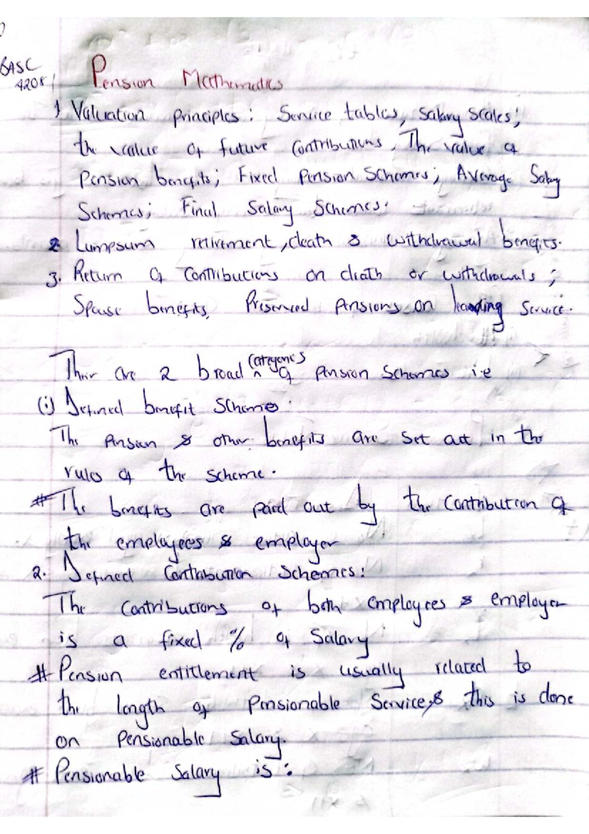 BASC 42081 Pension Mathematics: Valuation Principles & Calculations ...