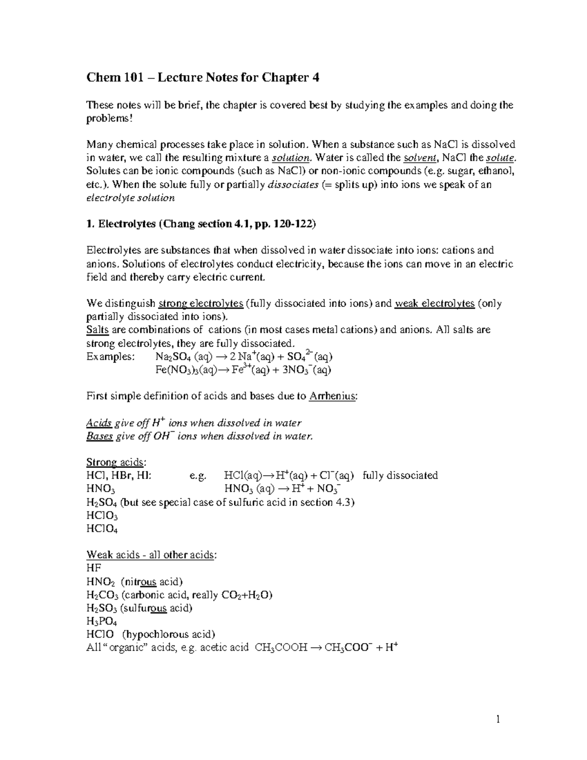 Chapter 4 Lecture Notes - Chem 101 – Lecture Notes for Chapter 4 These ...