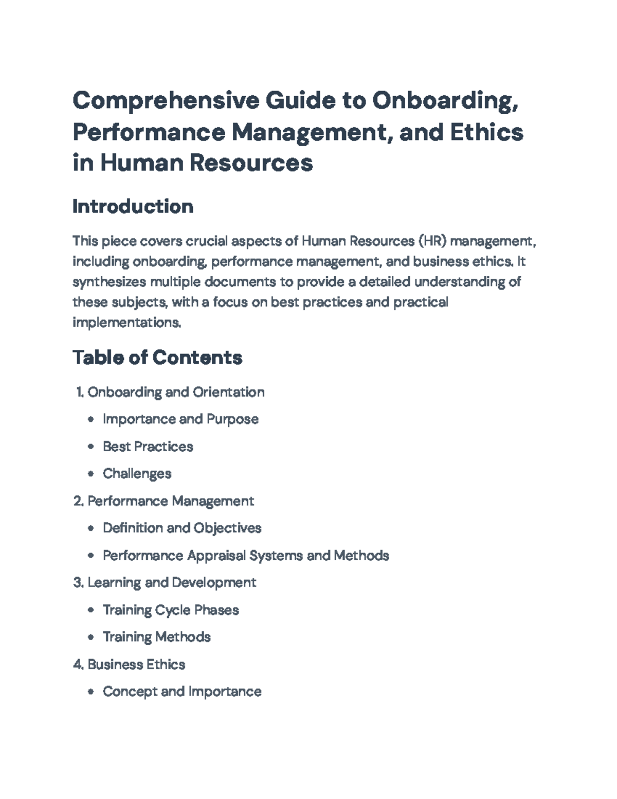Comprehensive HR Management: Onboarding, Performance & Ethics Guide ...