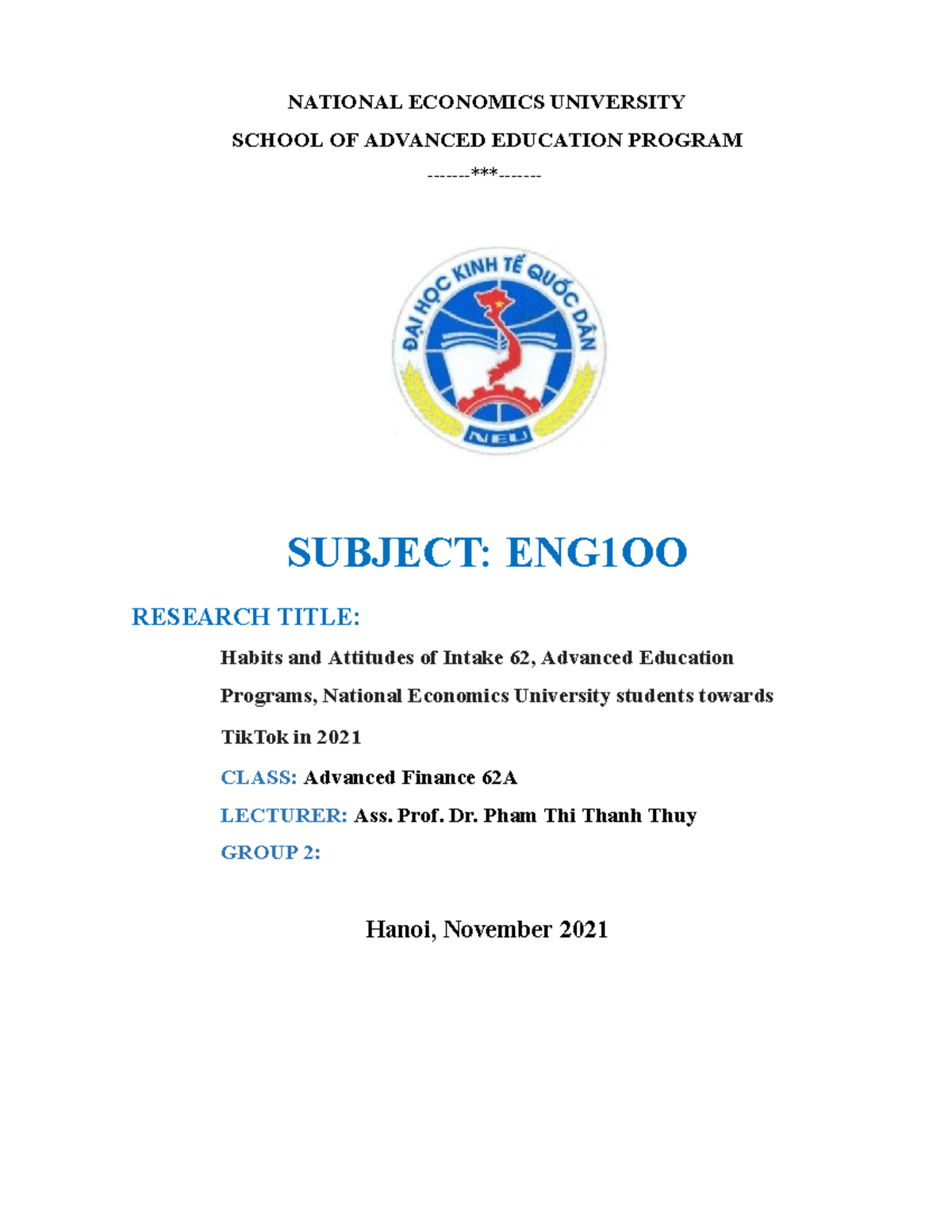 Final - ENG100 - Report - Group 2 - NATIONAL ECONOMICS UNIVERSITY ...