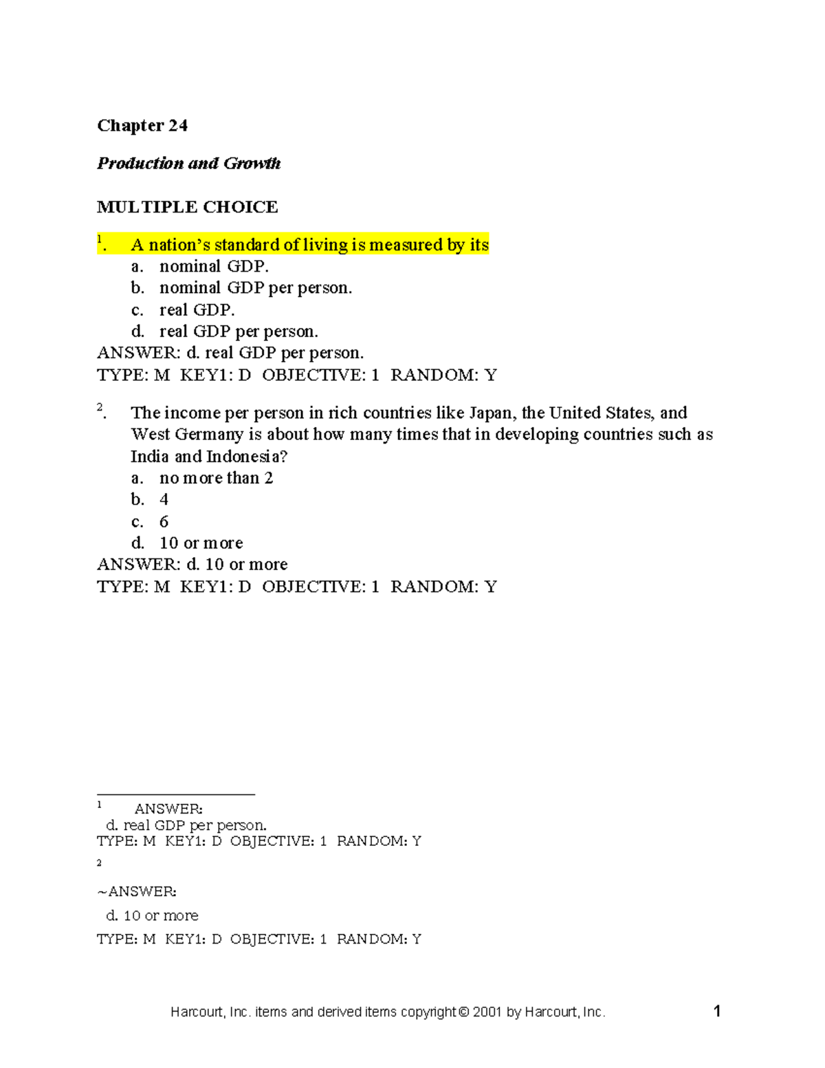 Chapter 24: Production and Growth - Testbank MCQs for Economics - Studocu