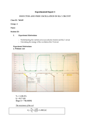 Lab Report on RLC Circuit Measurements and Thermodynamics for
