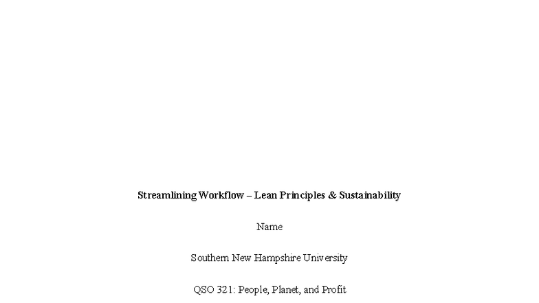 QSO 321: Lean Principles & Sustainability in Workflow Management - Studocu