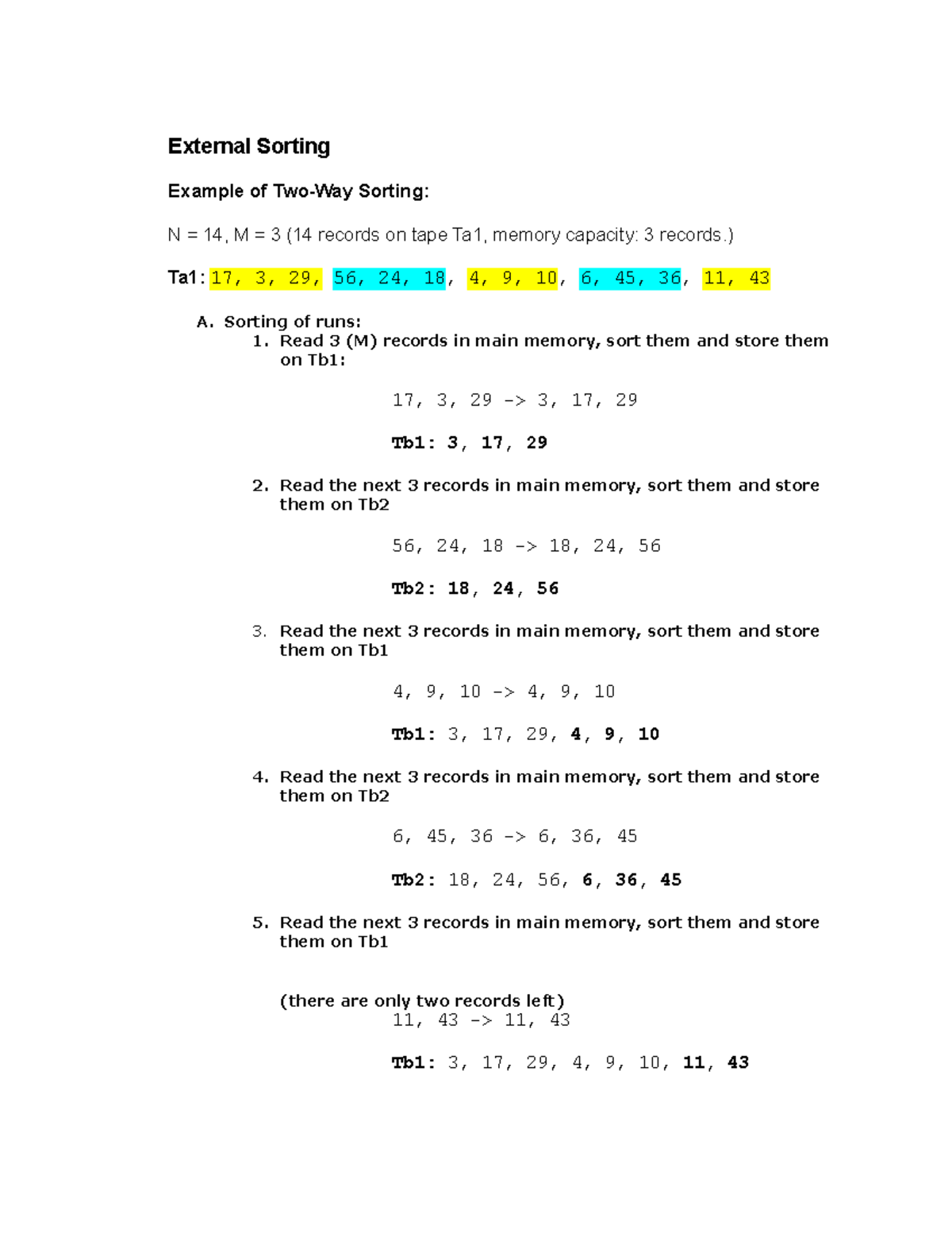 External Sorting - co sơ dữ liệu - External Sorting Example of Two-Way ...