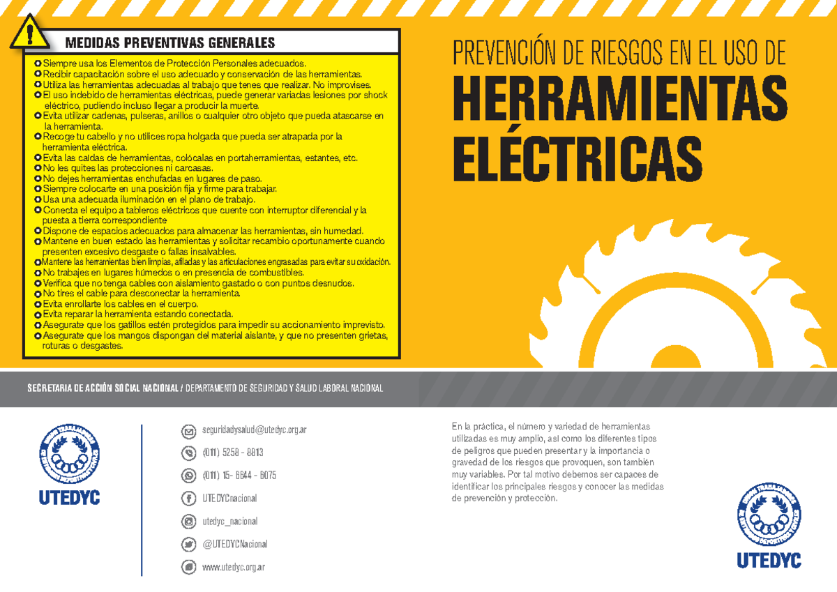 Prevención de Riesgos en el Uso de Herramientas Eléctricas - Studocu