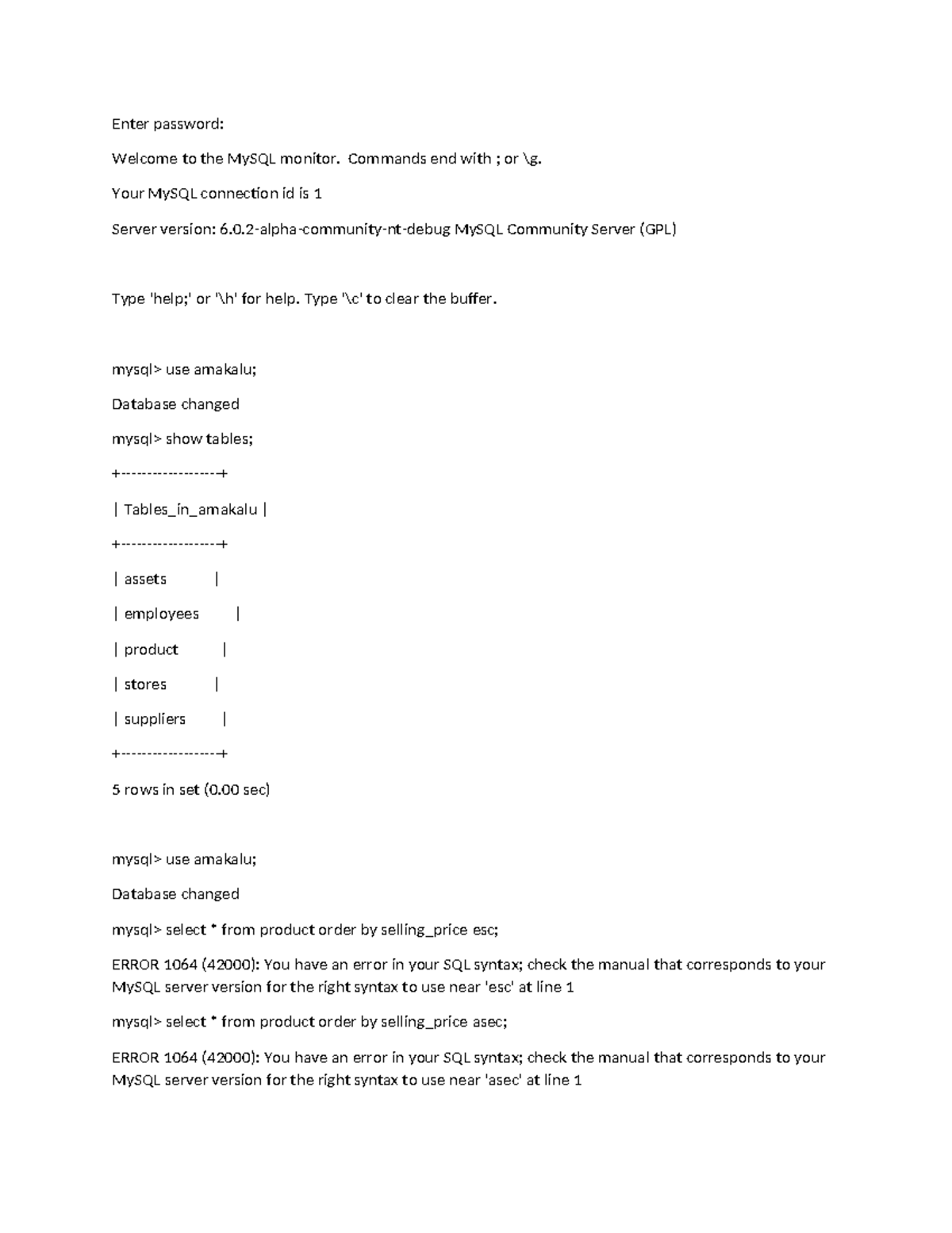 MySQL Database Operations and Error Handling Notes - Studocu