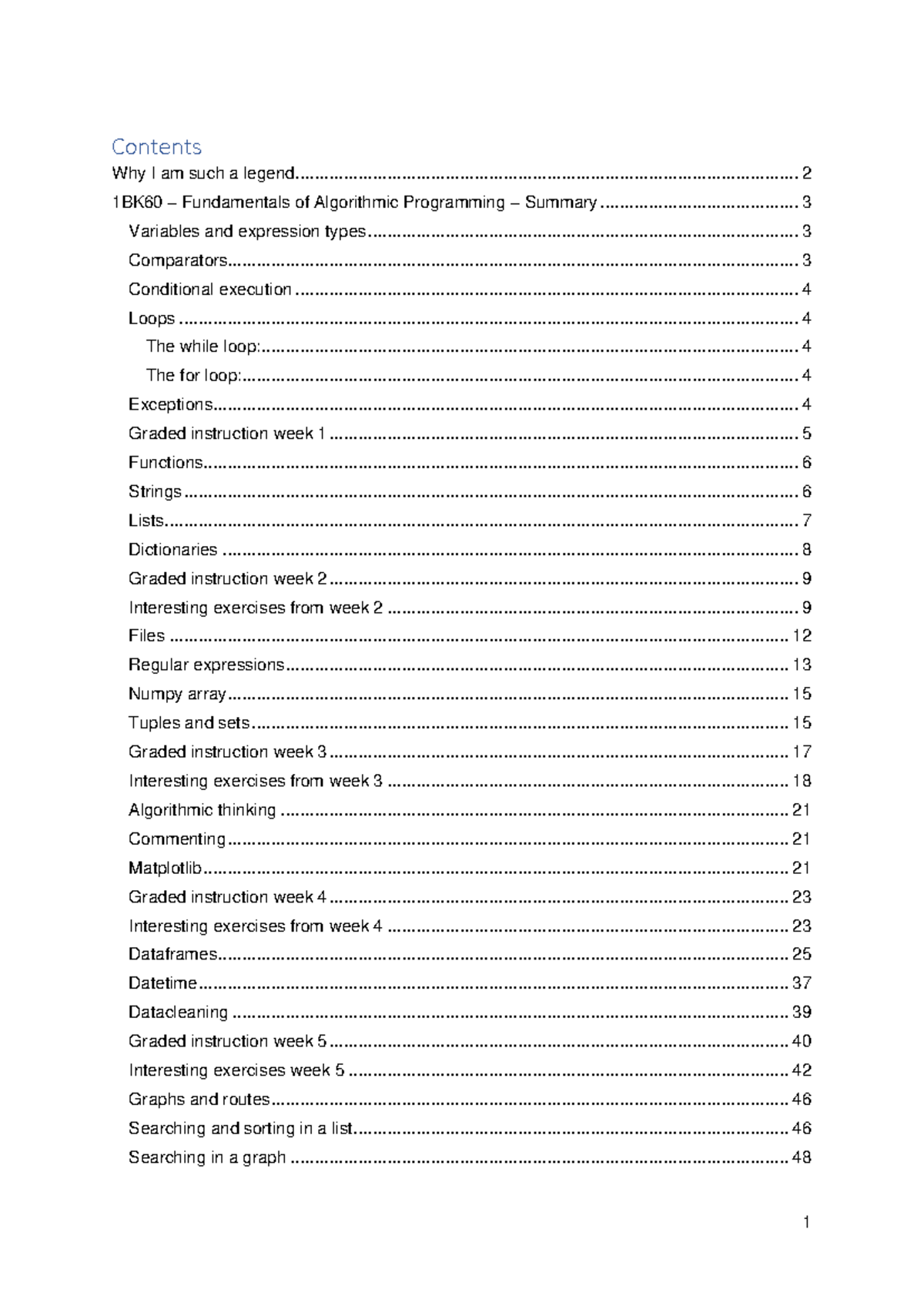1BK60 Final Exam Study Guide: Essentials for Algorithmic Programming ...