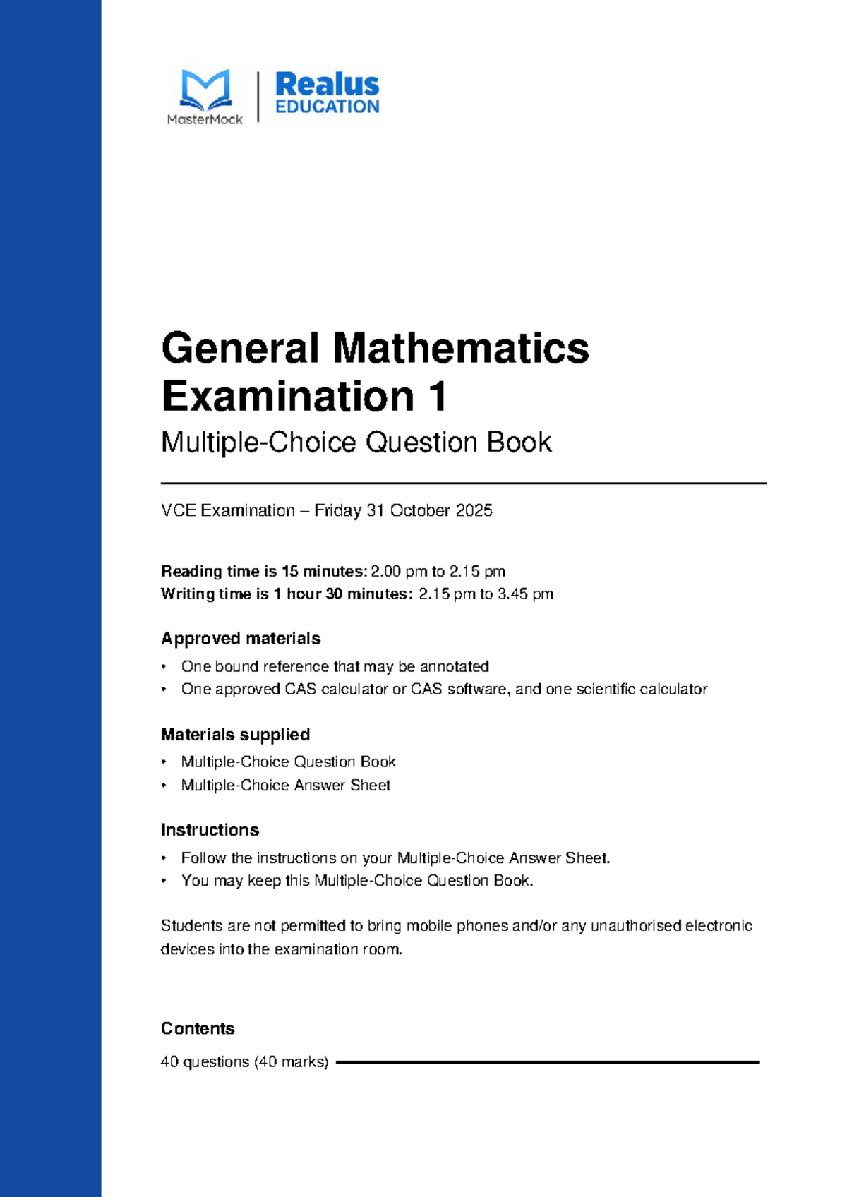 General Maths Exam 1 - give - General Mathematics Examination 1 ...