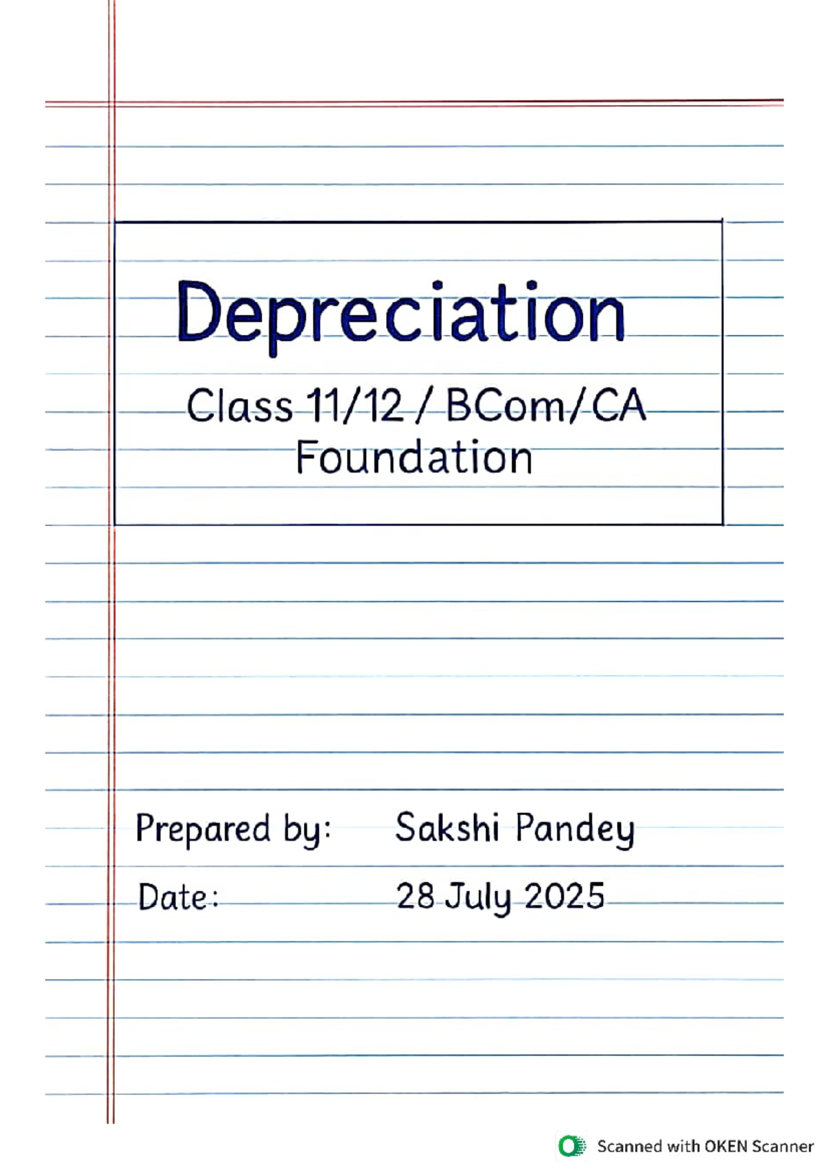 Depreciation Concepts Overview: Foundation Class Notes (ACCT101) - Studocu