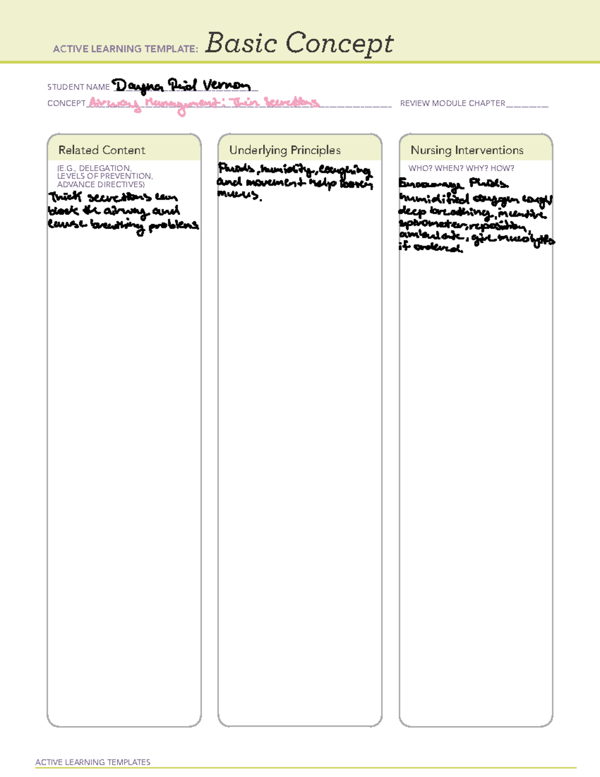 ACTIVE LEARNING TEMPLATE: Basic Concepts Review for Nursing - Studocu