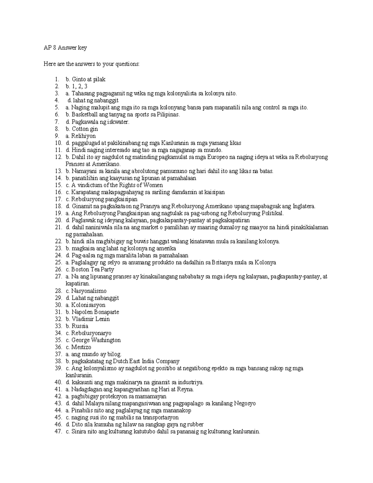 AP Answer - tutorial notes - AP 8 Answer key Here are the answers to ...