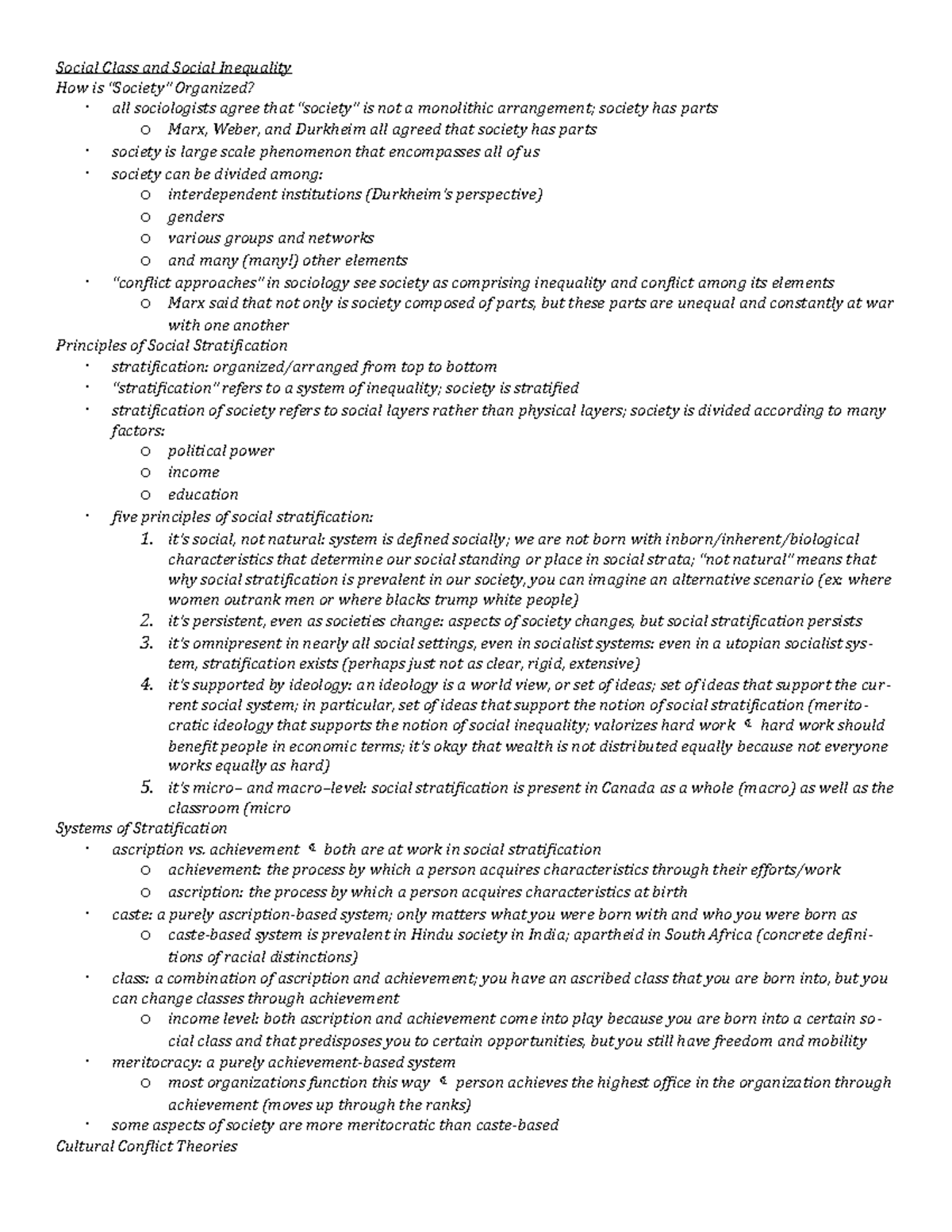 SOC 101 Lecture Notes: Social Class, Inequality, & Stratification ...