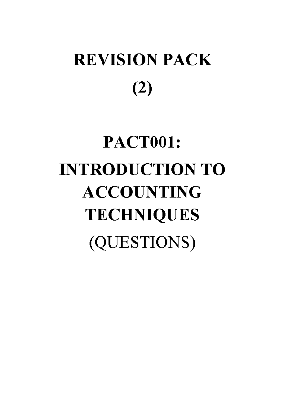 Revision PACK PACT001 SET 2 Question - REVISION PACK (2) PACT001 ...